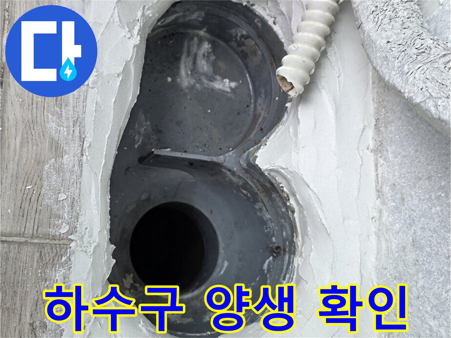 중계동 청구3차 아파트 하수구 - 몰탈 양생 후 꼼꼼하게 상태 확인 중