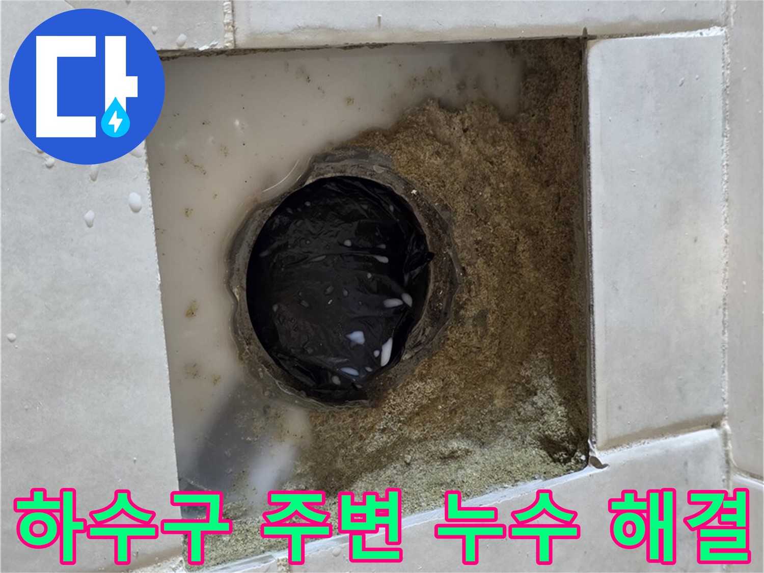 과천 문원동 세탁실 하수구 주변 누수 - 물이 고여있는 하수구, 신속하고 정확하게 해결