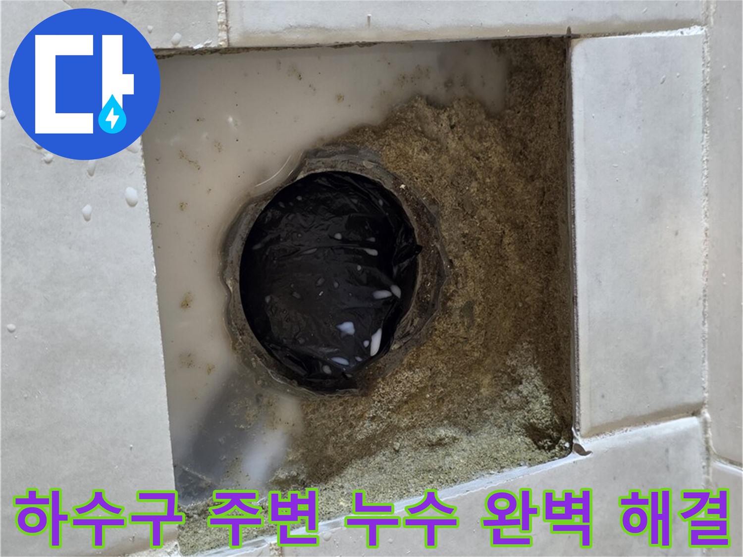 과천 문원동 세탁실 하수구 주변 누수 - 물이 새는 하수구 주변, 완벽한 해결로 안심