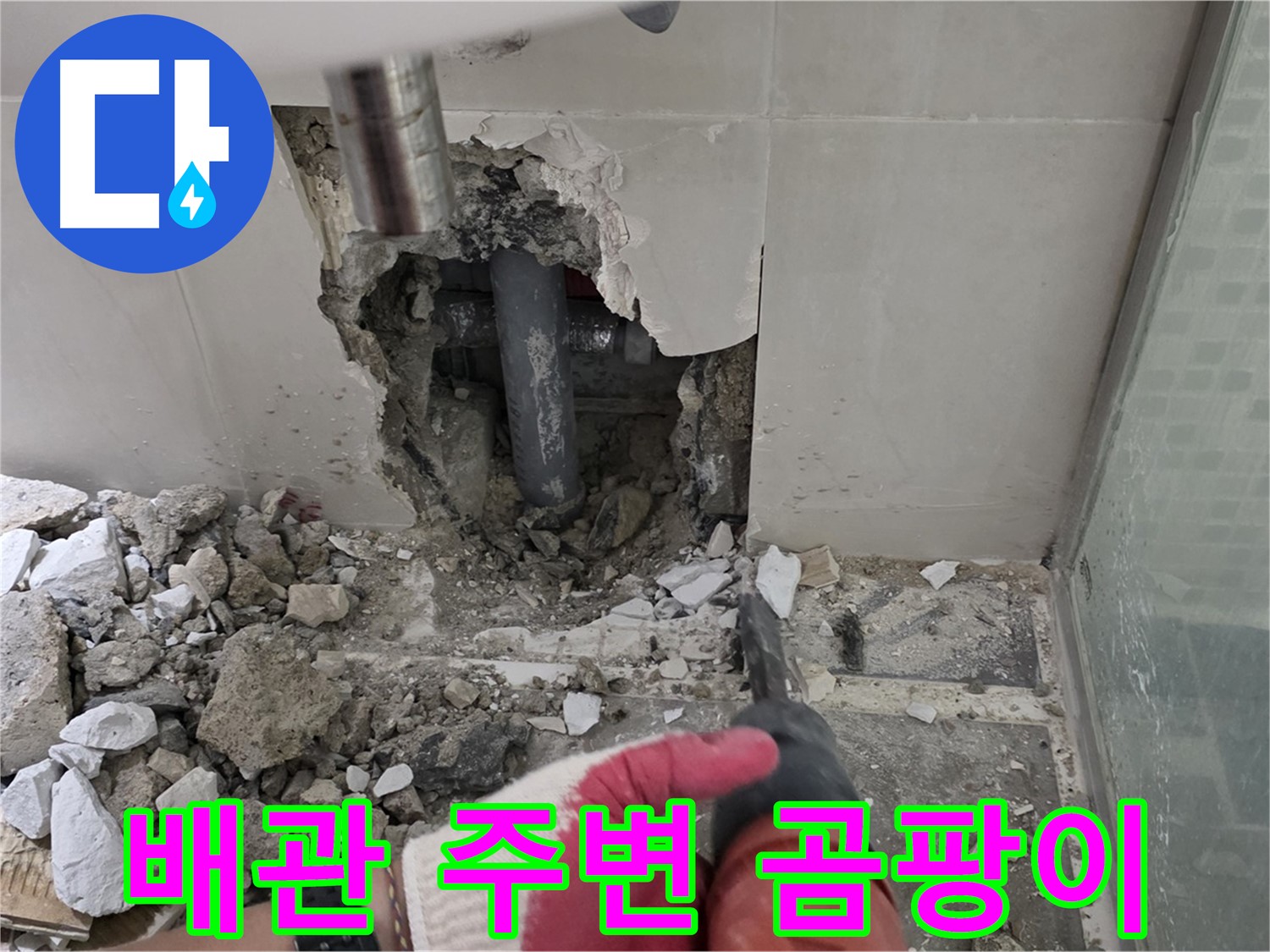 성북구 월곡동 래미안 아파트 욕실 누수 - 철거 후 꼼꼼한 점검, 배관 주변에 곰팡이가 이렇게 많을 줄이야...