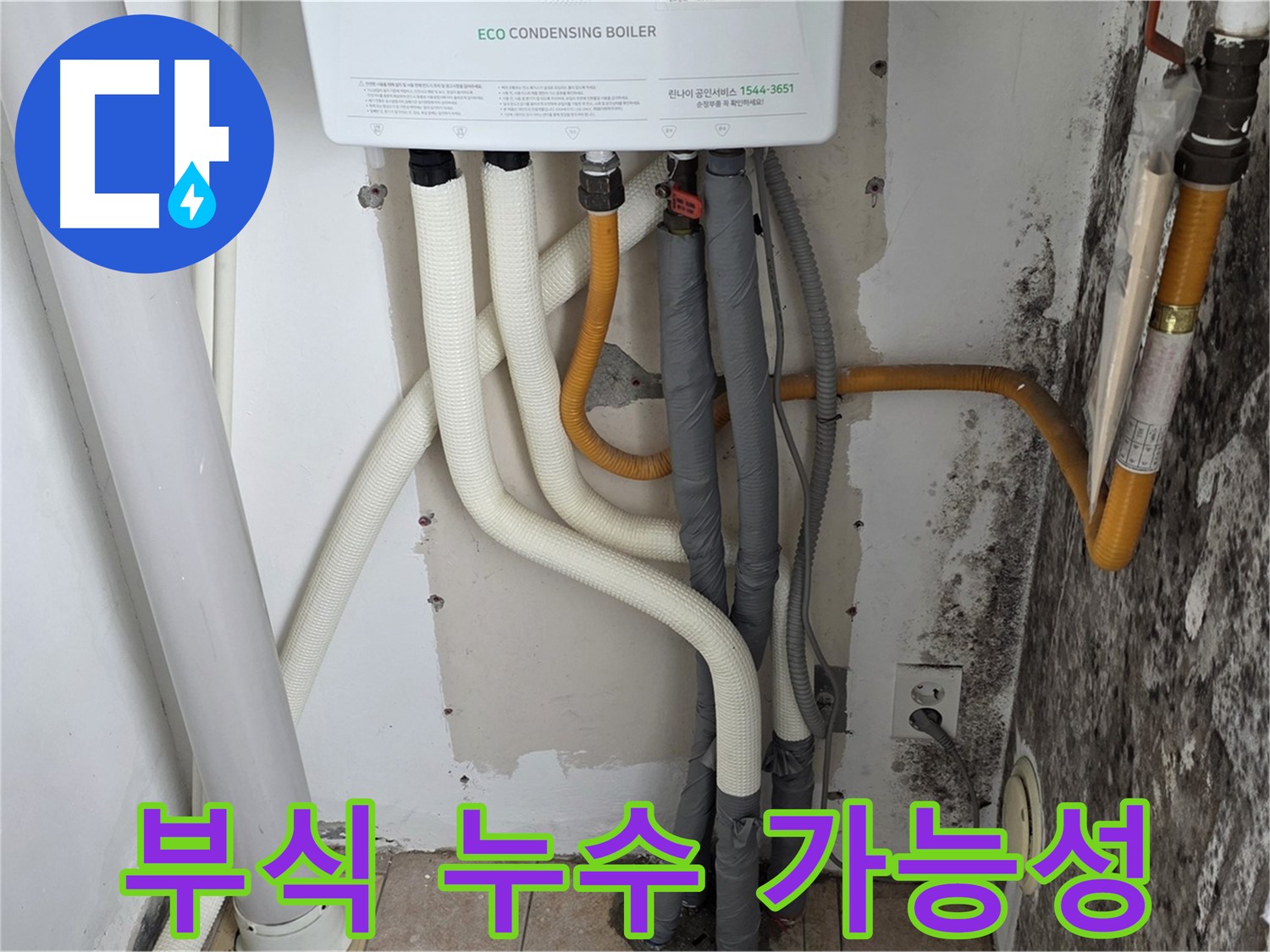 길음동 아파트 누수 - 곰팡이 벽, 보일러 배관 연결부 부식으로 인한 누수 가능성
