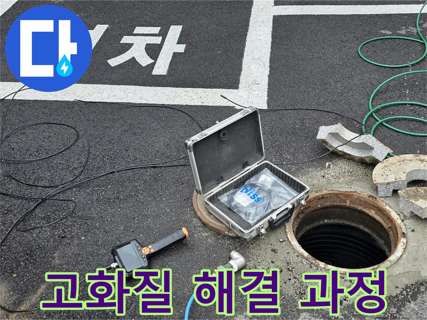 철원군 서면 와수리에서 고화질 CCTV로 맨홀 누수 해결 과정을 낱낱이 공개하는 모습 - 투명한 과정!