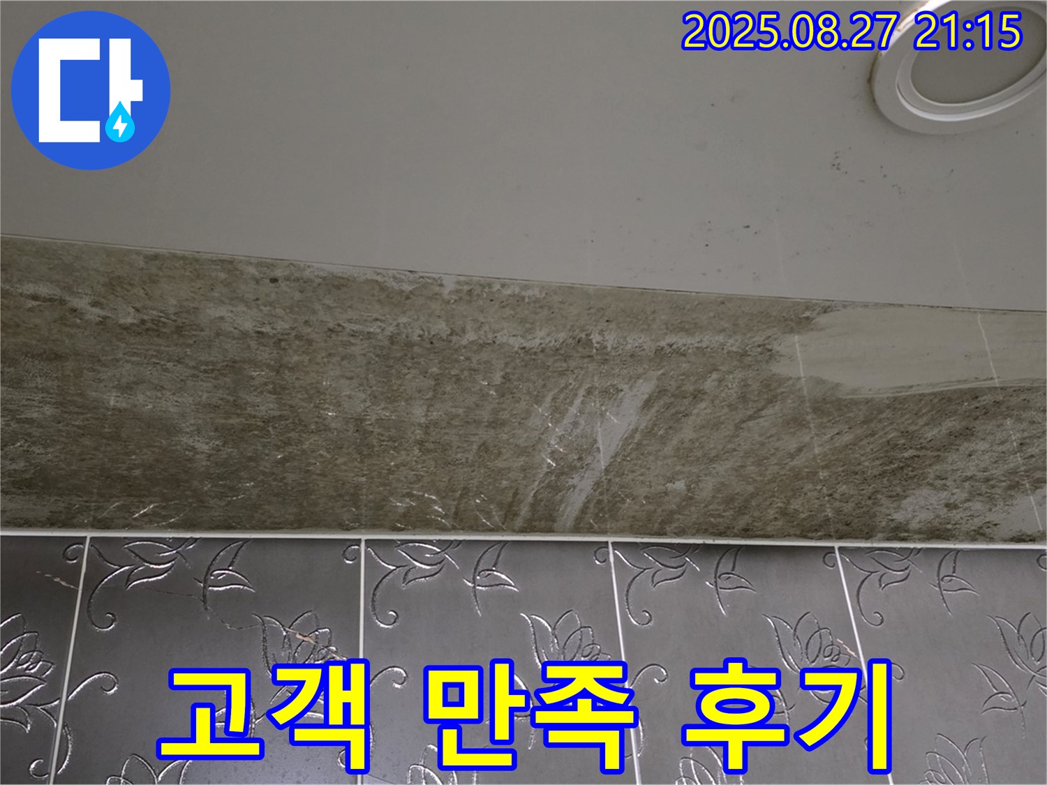 성남 누수 후기 - 분당구 운중동 산운마을 아파트, 곰팡이 심했던 화장실 천장 누수를 완벽하게 해결하고 고객님께서 만족하셨습니다.