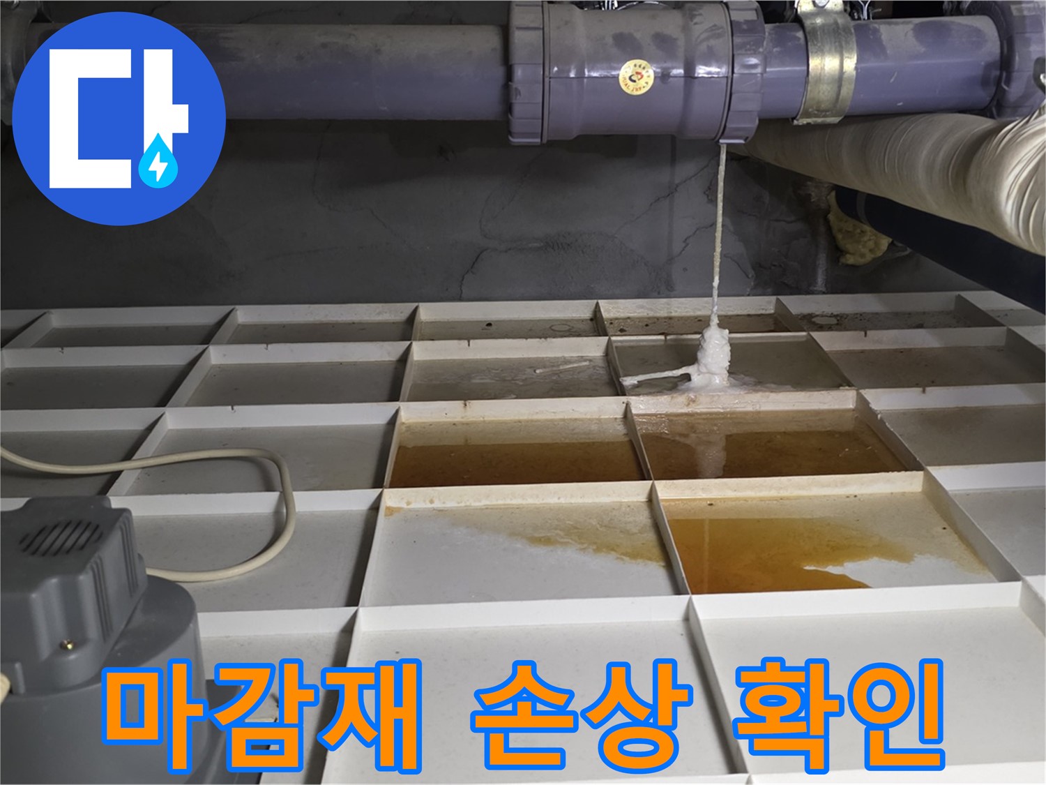 성남 분당 운중동 산운마을 6단지에서 누수 발생 지점 주변 마감재 손상 여부를 확인하는 모습 - 꼼꼼하게 살펴봅니다.