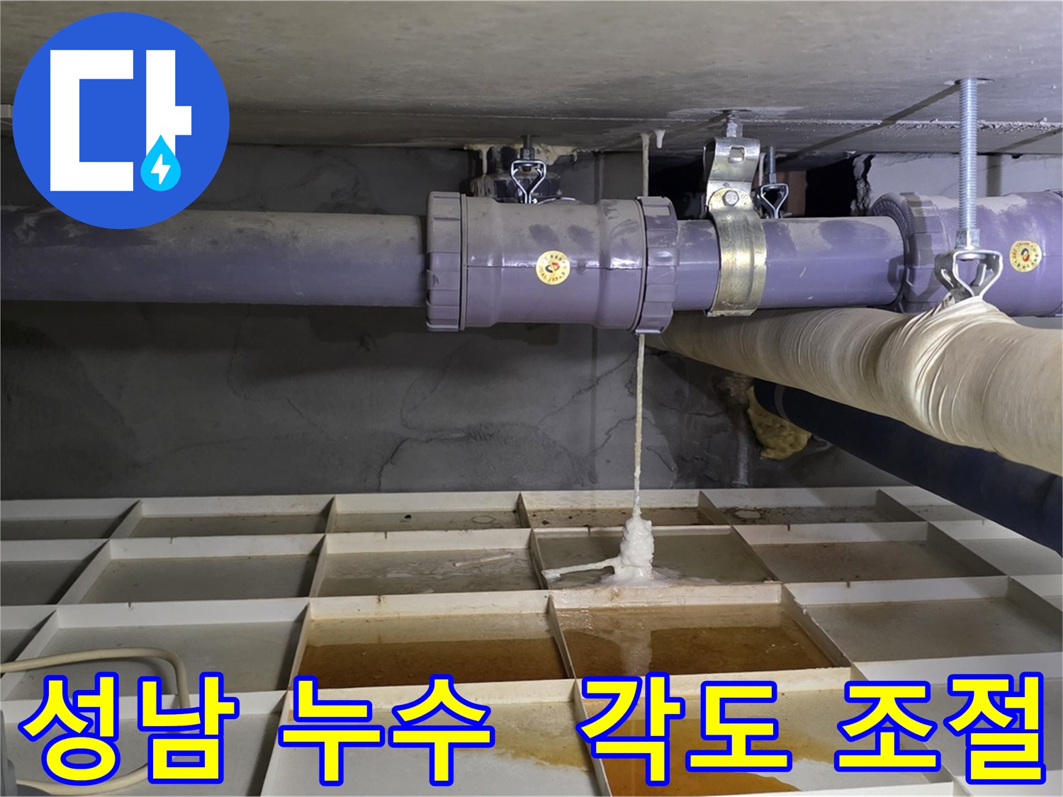 성남 오수 배관 누수 - 연결 부위 변형, 배관 각도 조절 및 재고정 작업
