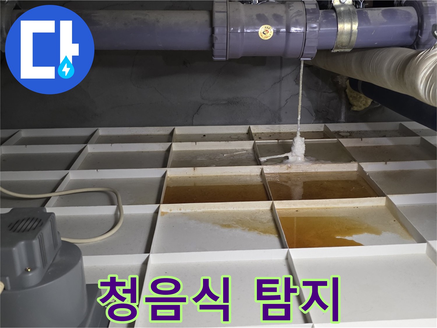 운중동 산운마을 6단지 누수 발생 지점 주변 청음식 누수 탐지 모습 - 소리에 귀 기울입니다.