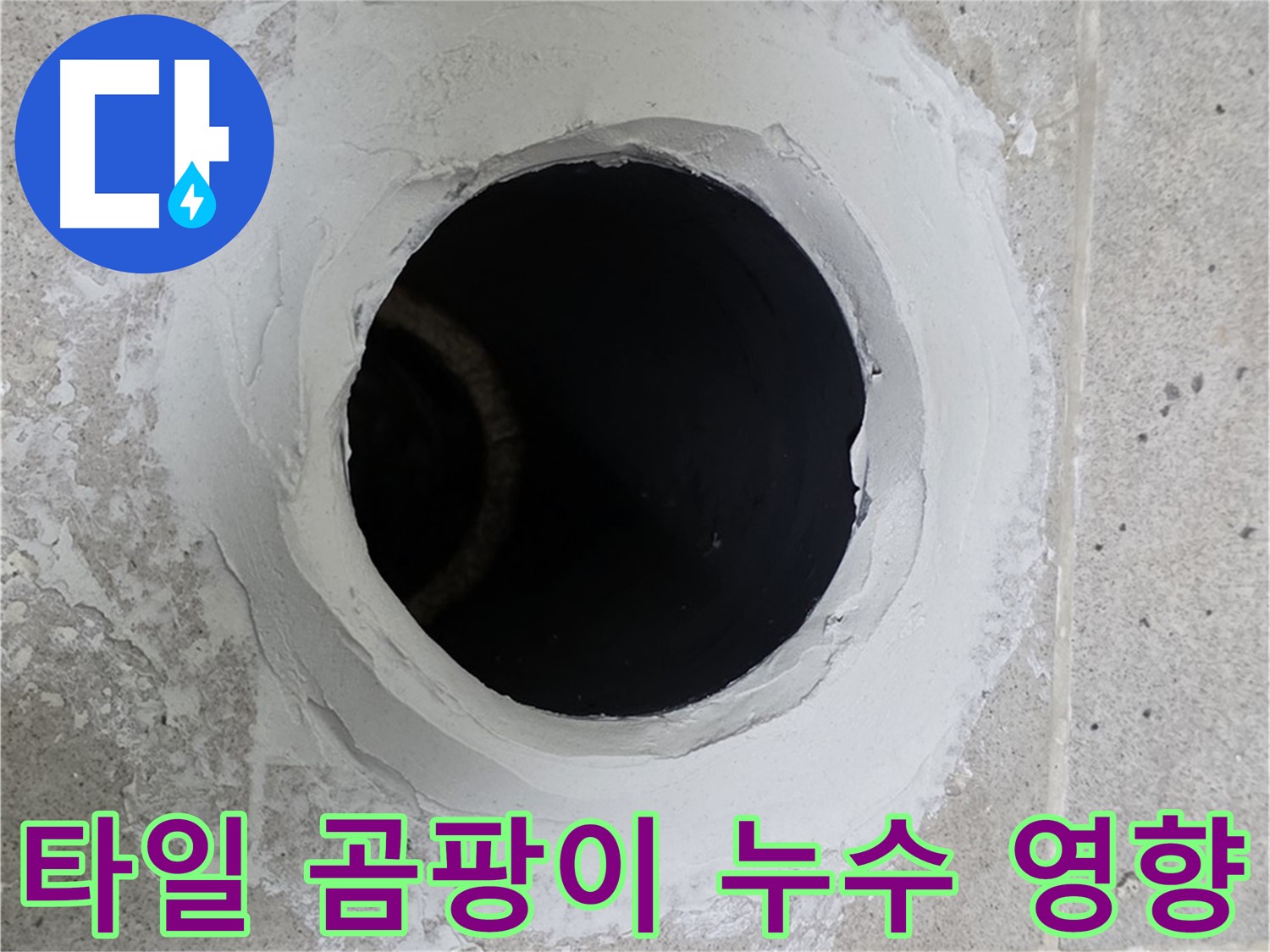 타일 곰팡이 누수 영향 - 타일 틈새에 곰팡이가 슨 모습이 보이는 이미지입니다.