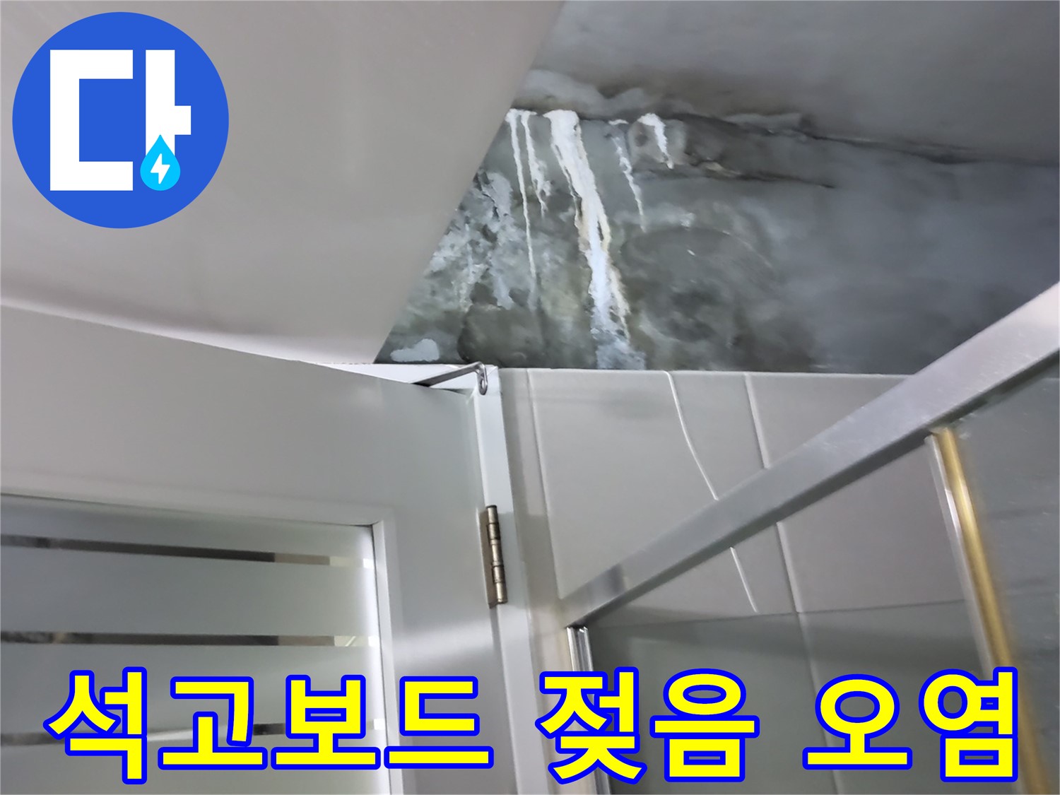 분당 산운로 아파트 샤워부스 옆 벽면 석고보드 젖음 및 심한 오염 확인 - 누수 원인 진단