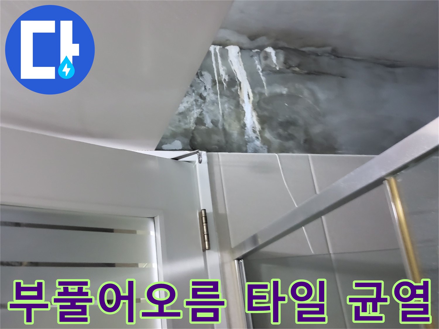 성남 분당 샤워부스 옆 벽면 부풀어오름 및 타일 심한 균열 확인 정밀 점검 - 누수 가능성 점검