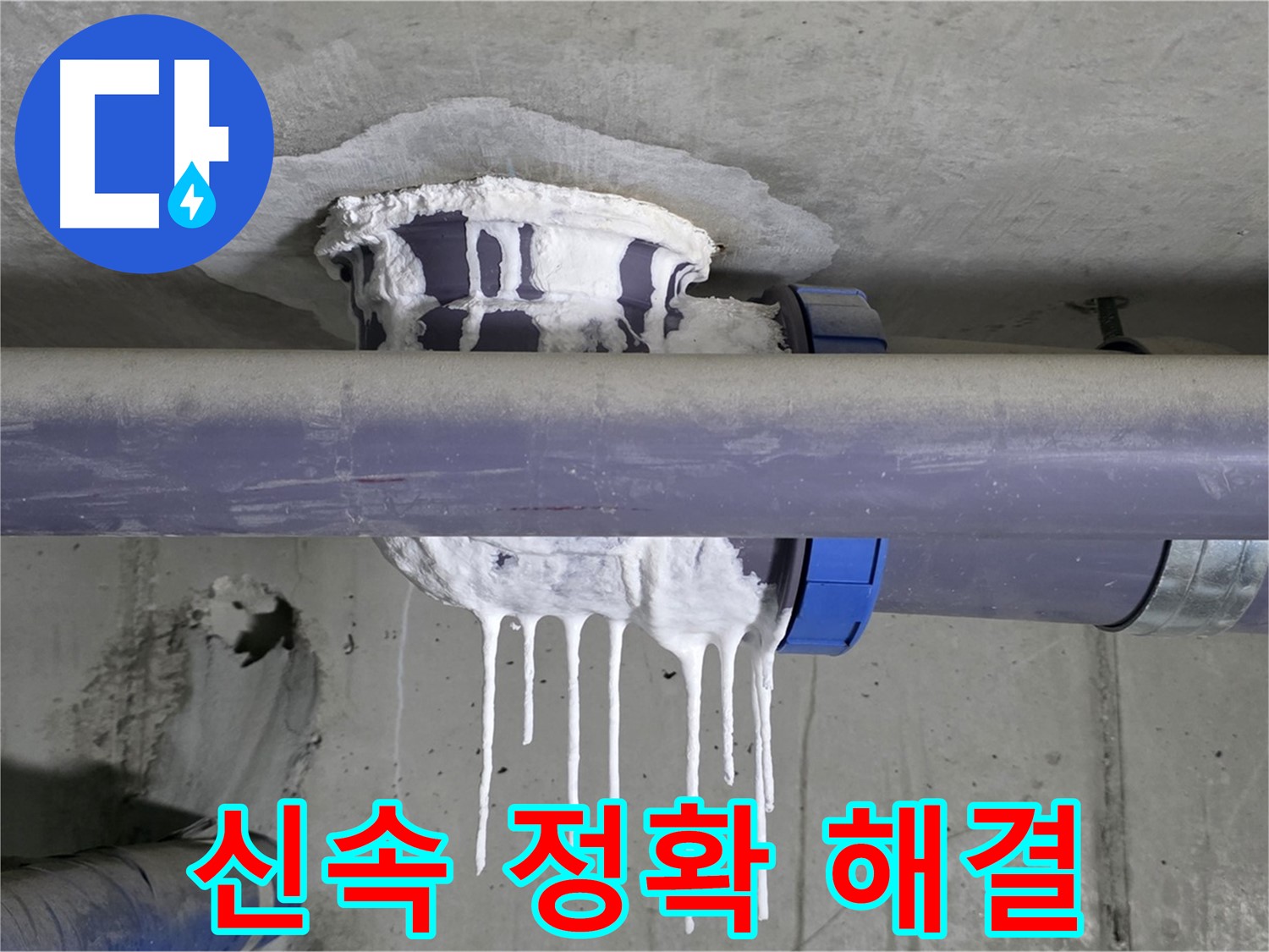신속 정확 해결 - 석고보드 누수 문제를 신속하고 정확하게 해결하는 모습입니다.