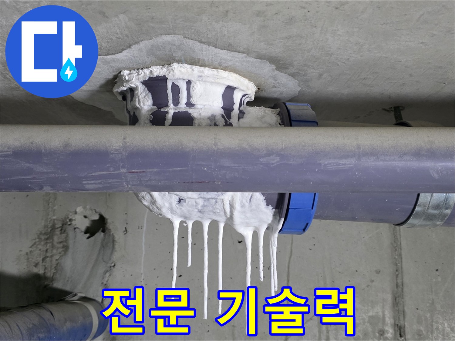 전문 기술력 - 숙련된 기술자가 누수 문제를 해결하는 모습입니다.