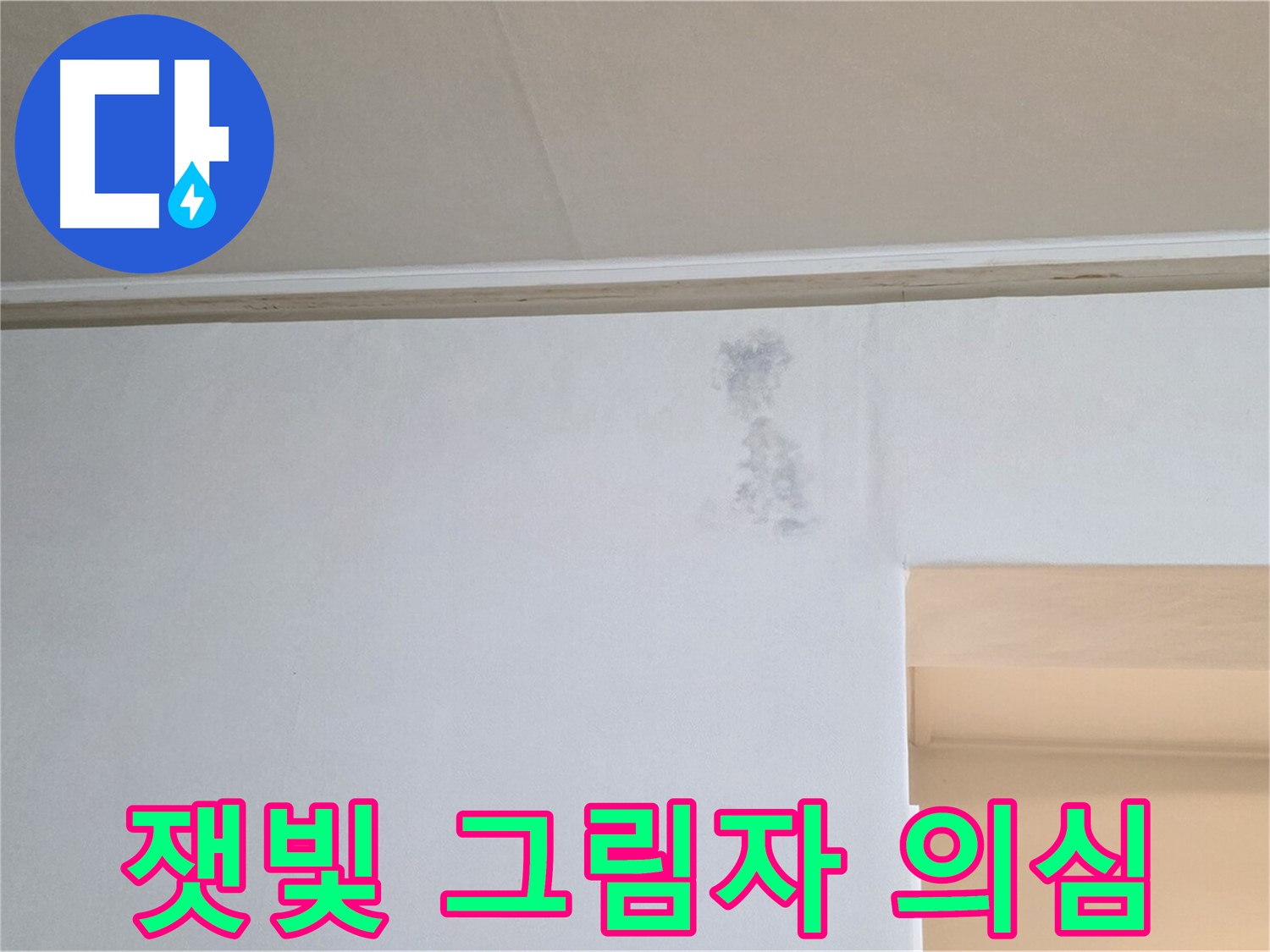 벽 잿빛 그림자 - 누수 초기 증상 또는 곰팡이 발생 의심