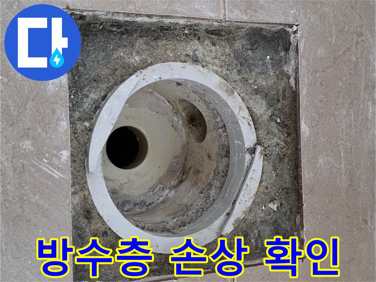 일동면 기산베스트빌 아파트 화장실 하수구 누수 - 방수층 손상 부위 확인 및 보수 준비