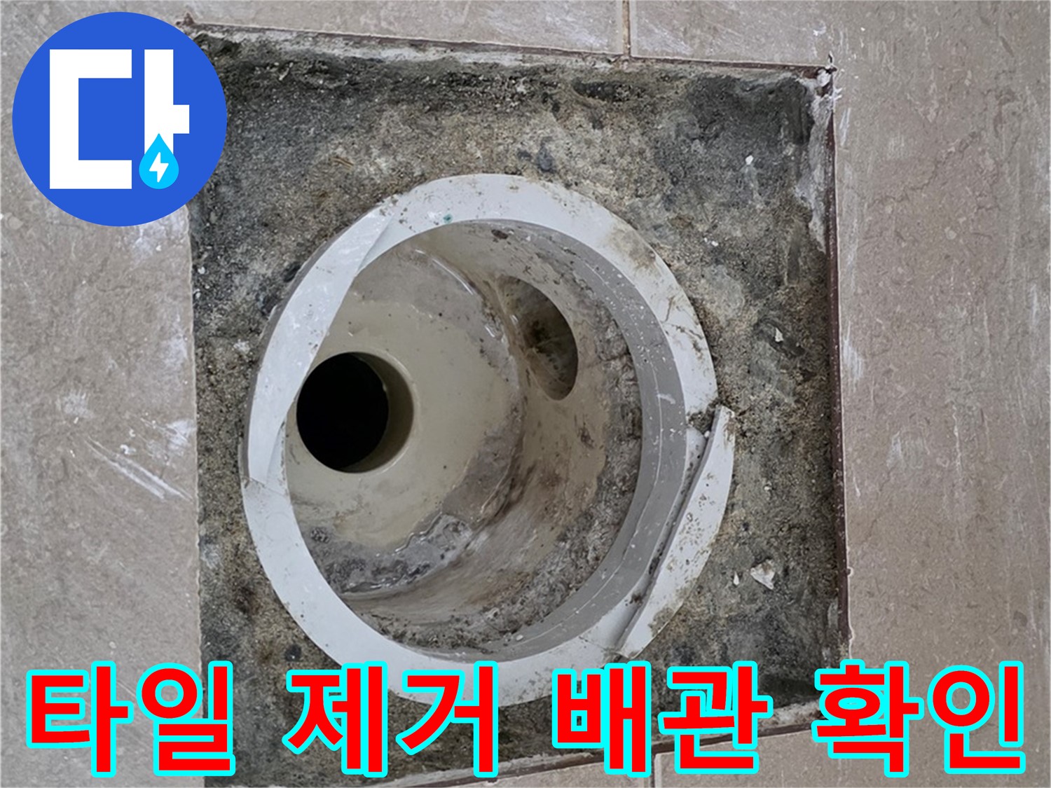 포천시 일동면 기산리 일동기산베스트빌 아파트 하수구 누수 - 타일 제거 후 배관 상태 확인