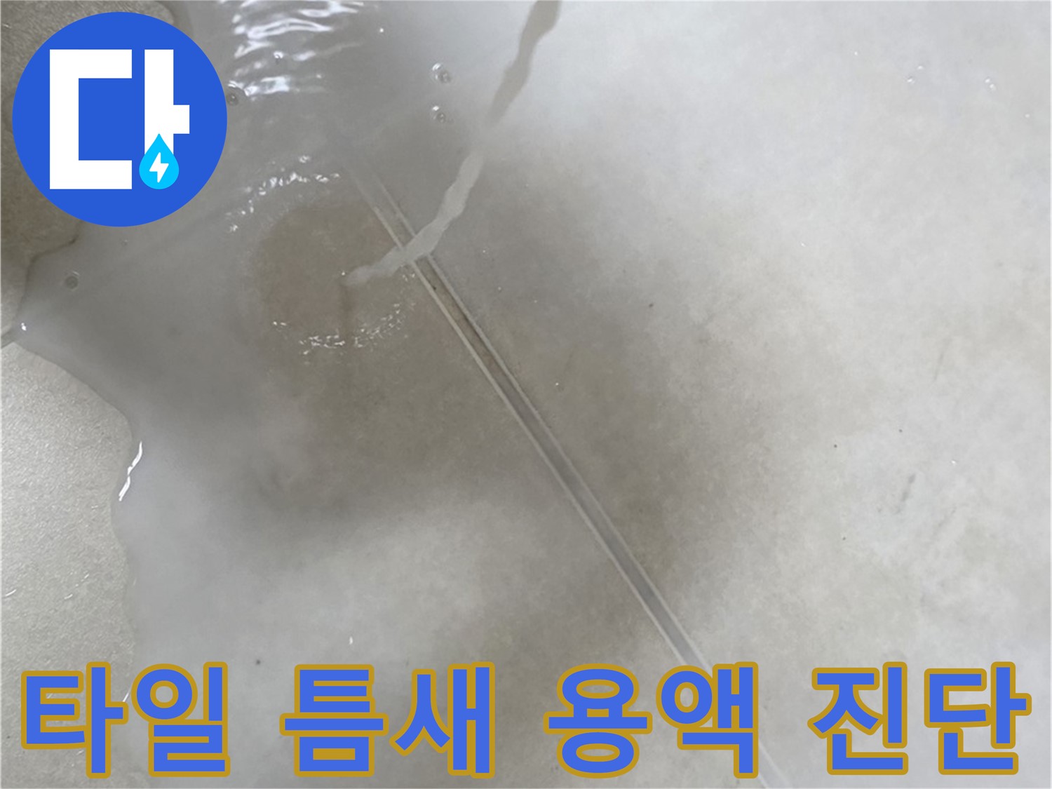 양주 옥정 율정마을 13단지 아파트 - 특수 용액으로 타일 틈새 누수를 확실하게 진단하는 모습입니다.