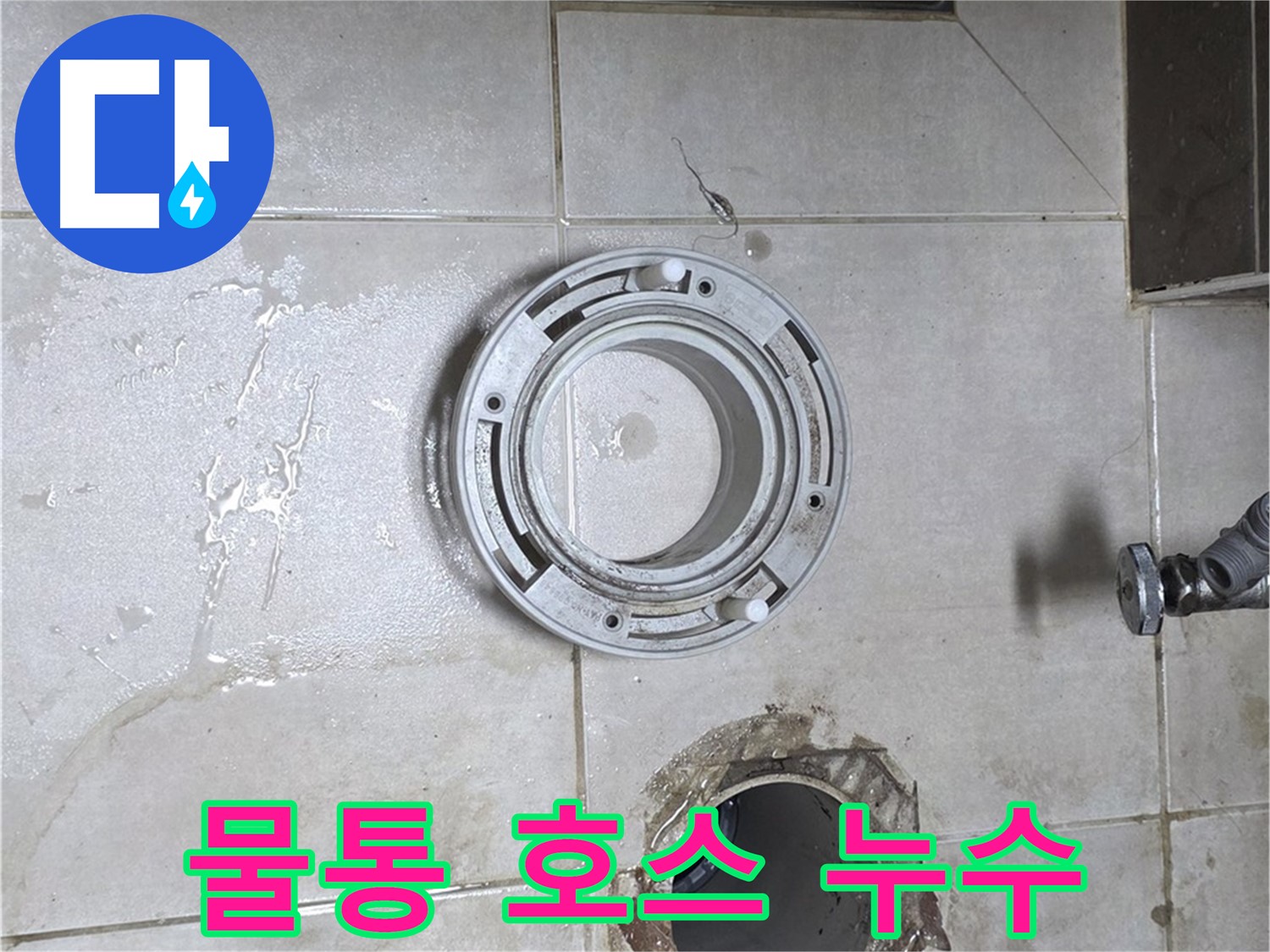 옥정동 율정마을 아파트 변기 누수 - 변기 물통 연결 호스에서 물이 뚝뚝 떨어지는 모습