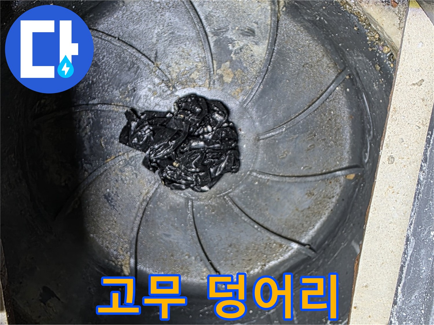 하수구 - 검은 고무 덩어리 발견!