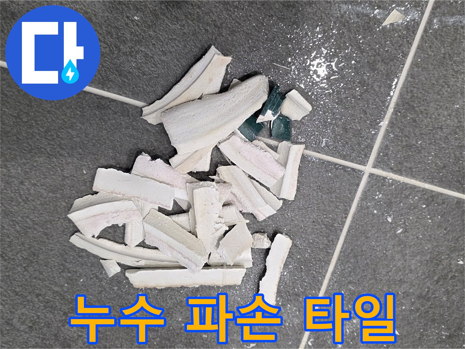 파주 누수 현장, 누수 탐지 과정에서 파손된 타일 - 정확한 원인 파악을 위한 필수 과정이며, 저희가 책임지고 꼼꼼하게 진행하여 완벽하게 해결하겠습니다.