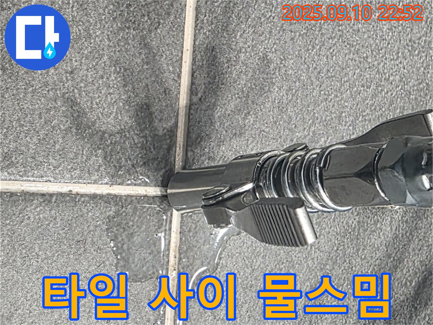 파주시 동패동 아파트 - 타일 사이로 물이 스며드는 현상을 꼼꼼하게 점검하고 있습니다.