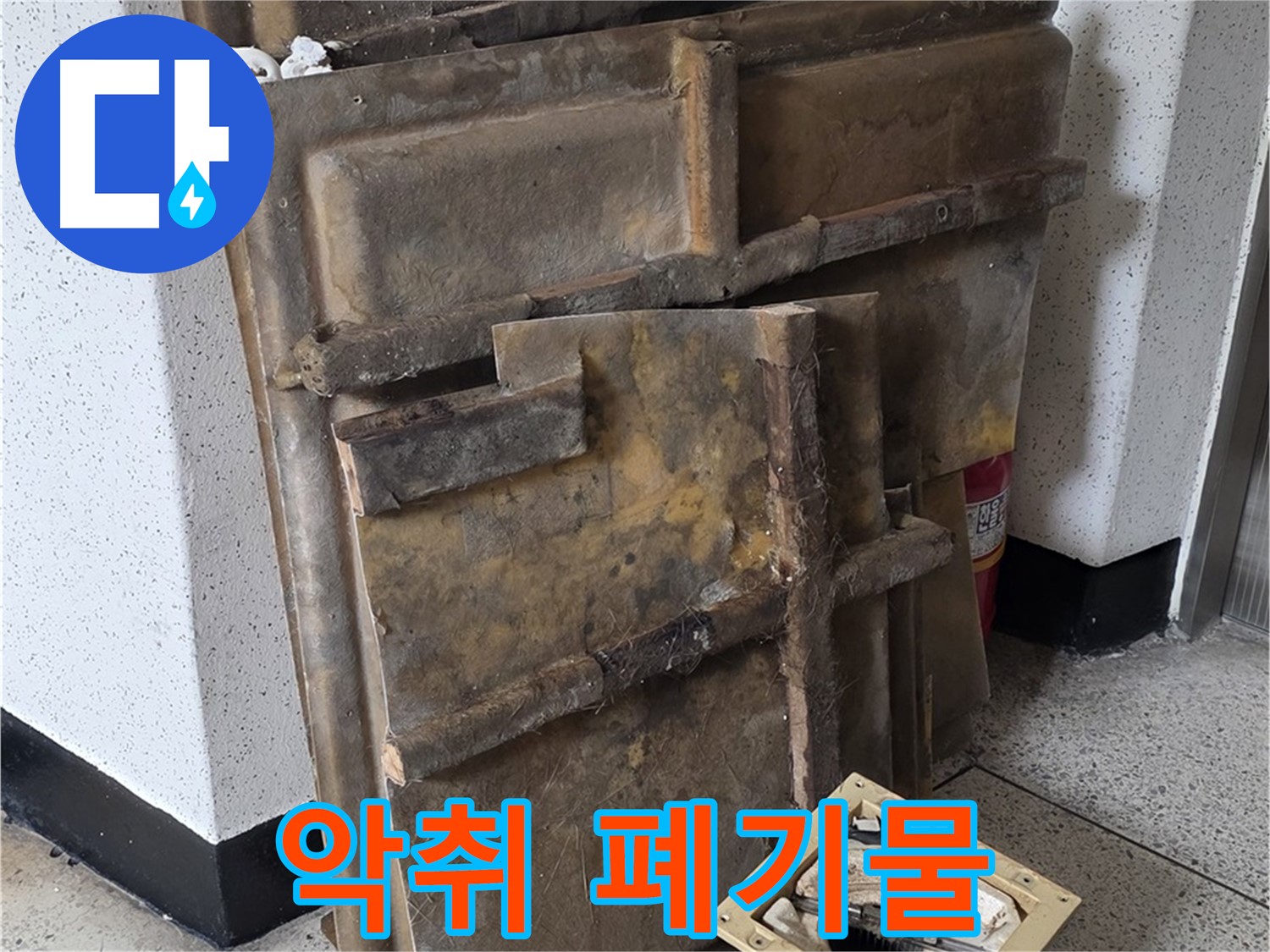 곰팡이 슨 석고보드와 조명 - 악취 발생