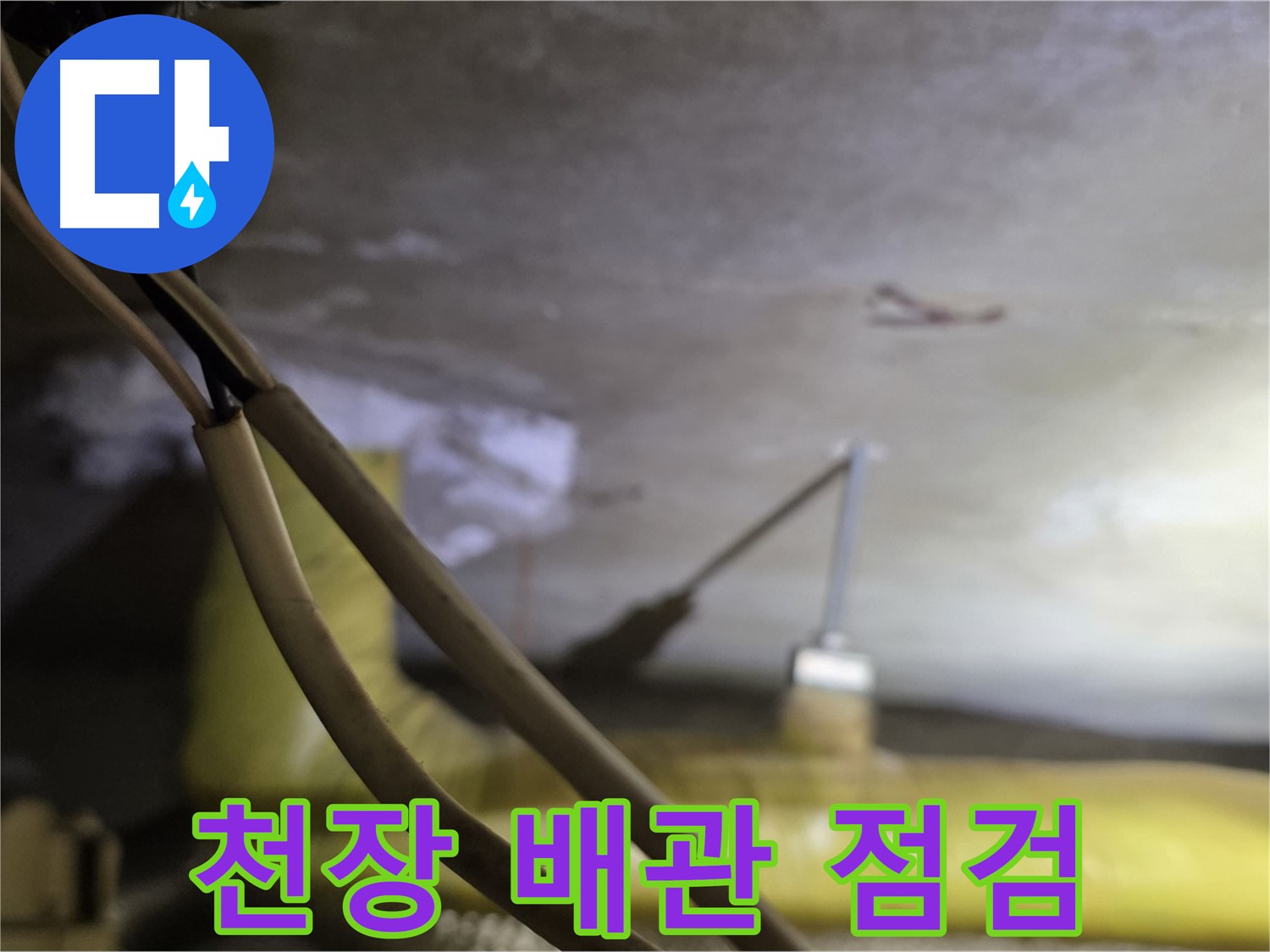 새절역 현대아파트 천장 누수 - 천장 내부 배관 상태 점검 중