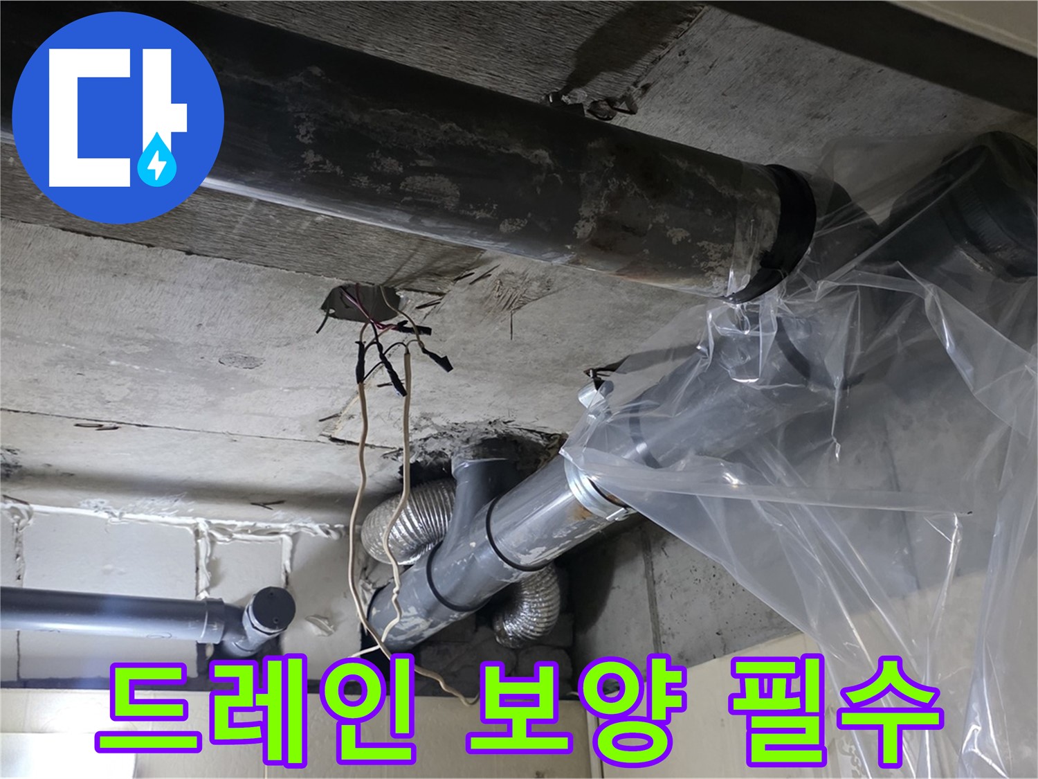 신사동 새절역 현대아파트 배관 드레인 보양 작업 - 오염 방지 철저