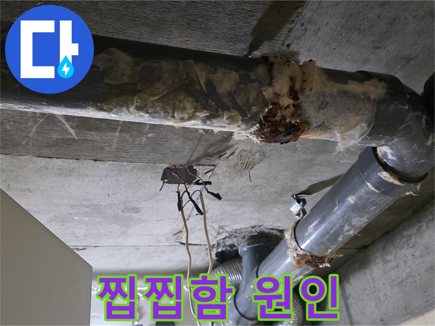 신사동 새절역현대아파트 누수 - 낡은 테이프 오수 배관 연결 부위 누수 - 찝찝함 원인