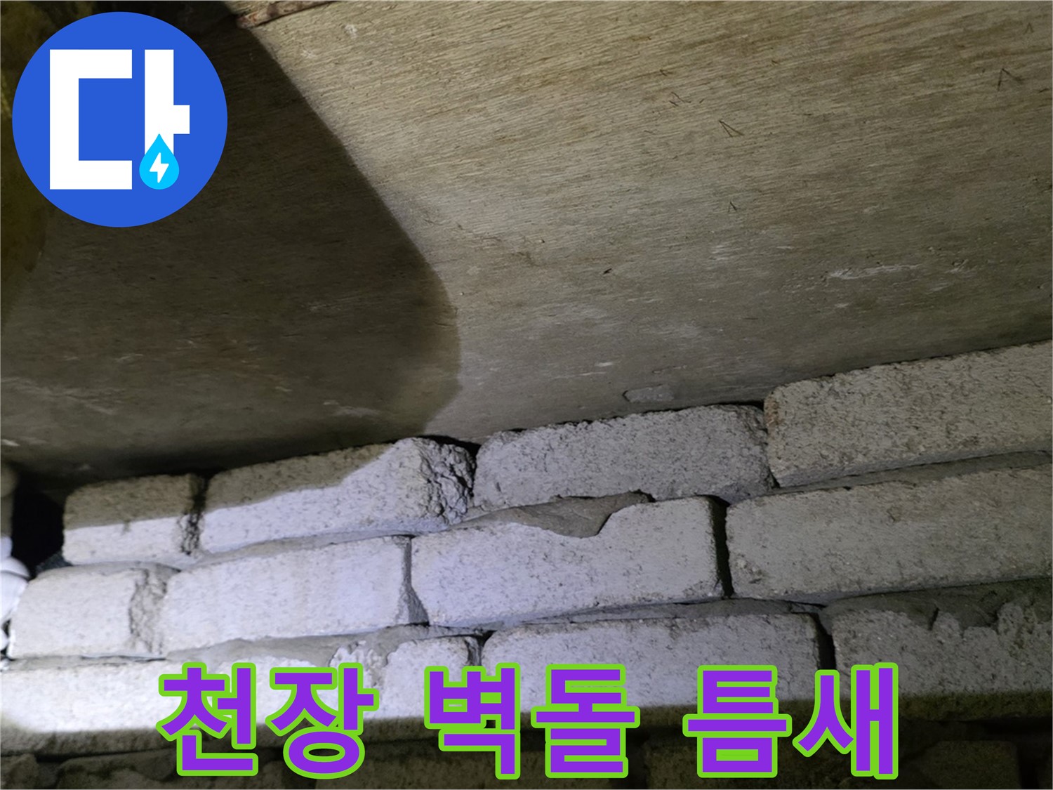 은평구 신사동 누수 - 천장 벽돌 틈새에서 물 떨어짐 확인