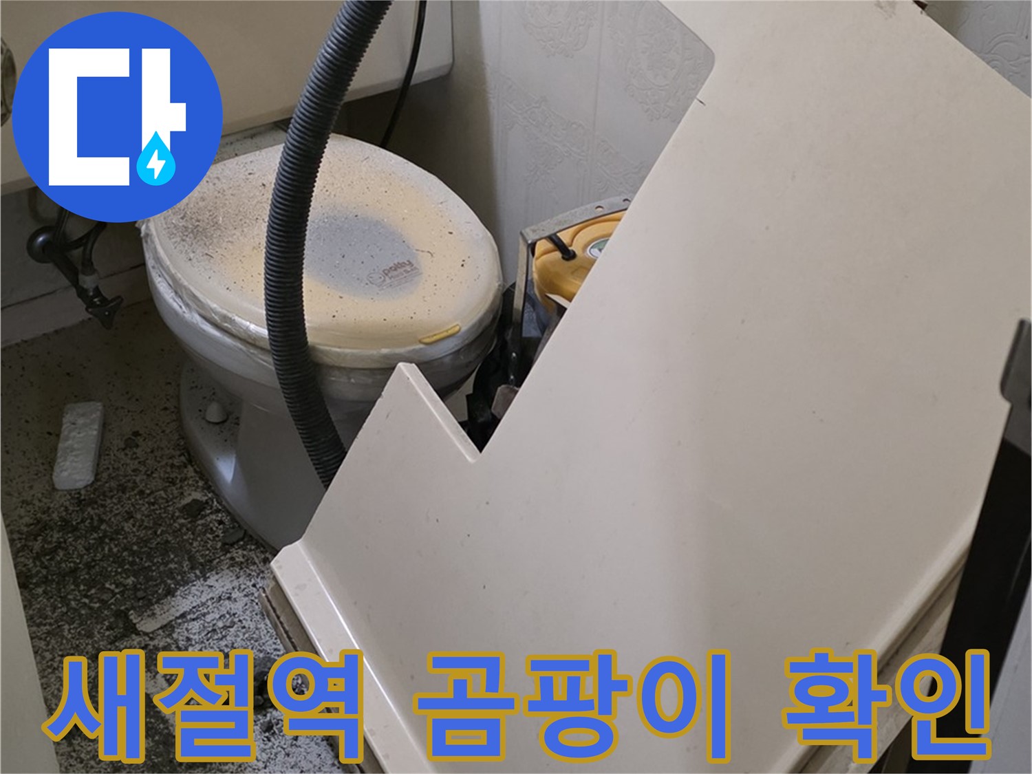 화장실 SMC 천장 탈거 후 - 배관 주변 습기 및 곰팡이 발생 여부 확인