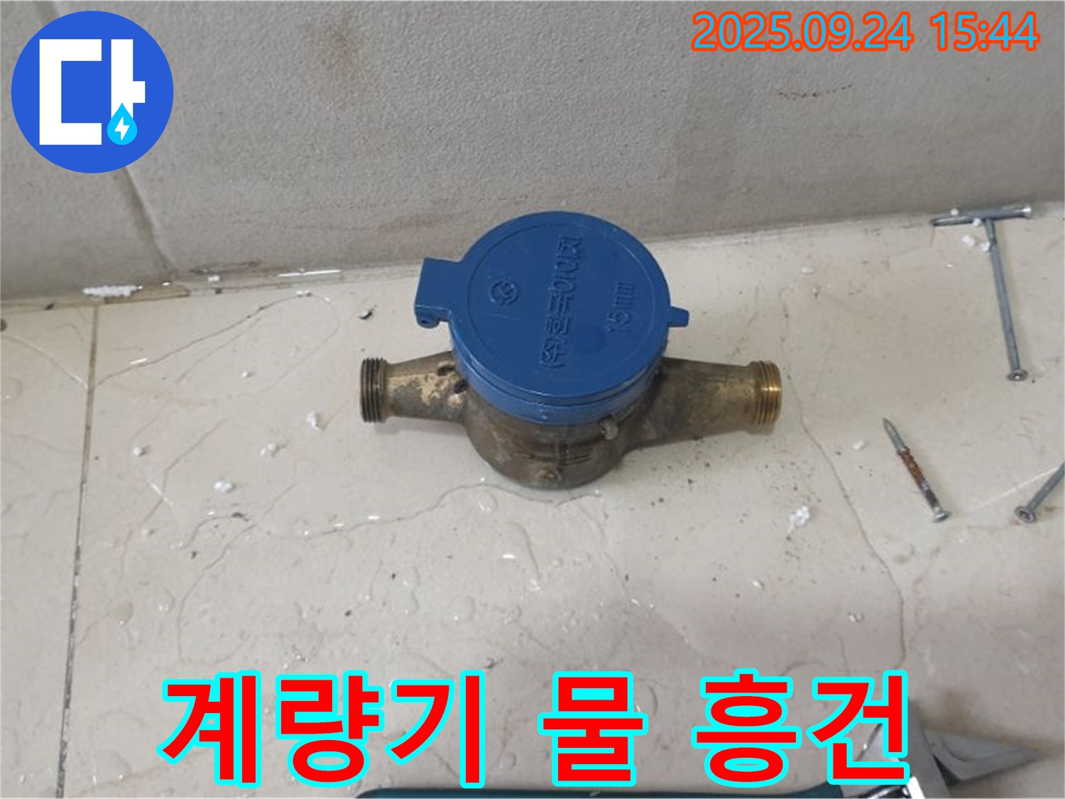 노원구 공릉1동에서 계량기 주변에 물이 흥건한 모습 - 긴급 점검을 통해 누수 원인을 파악하고 즉시 해결해야 합니다.