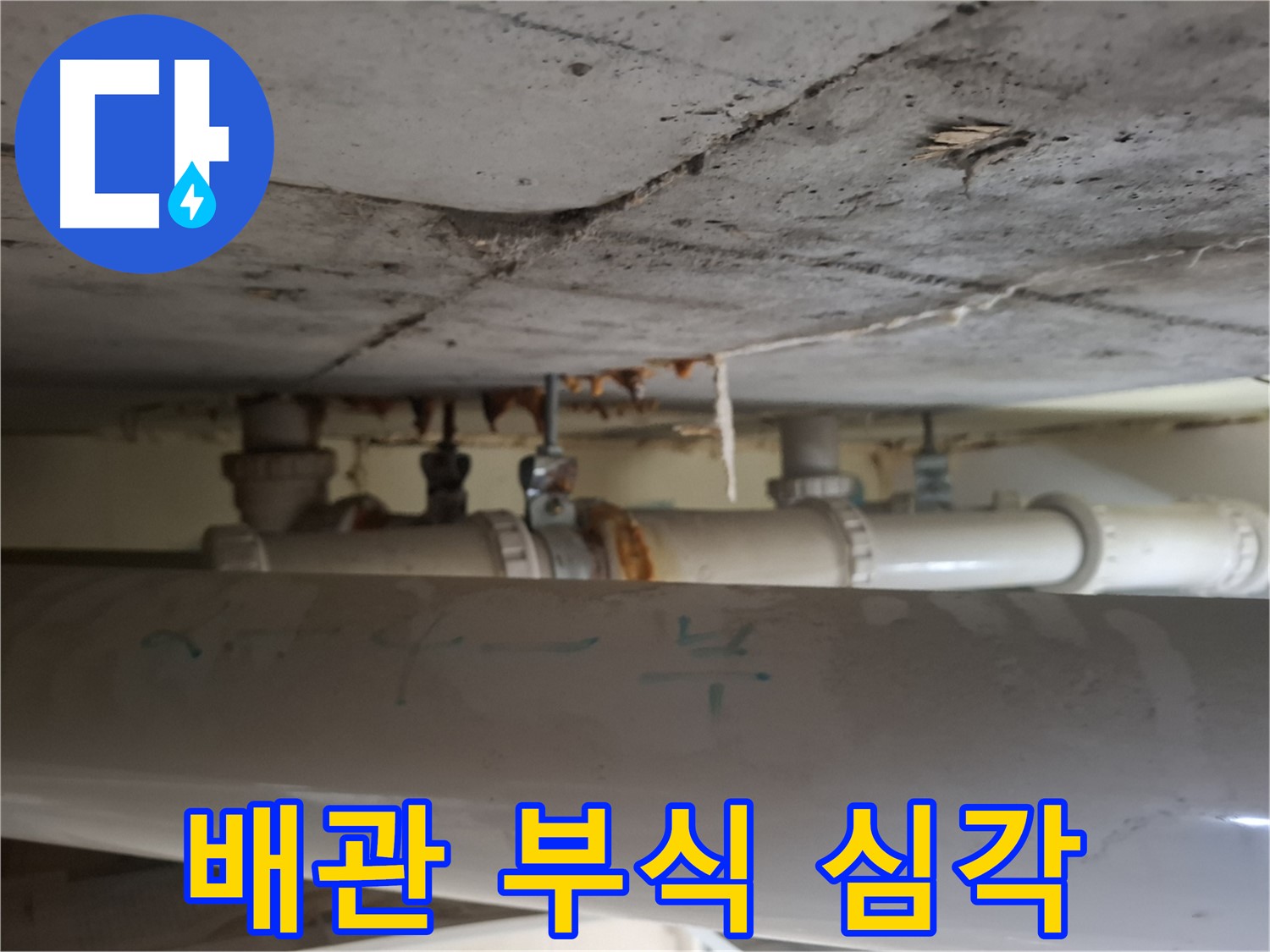 분당 삼평동 봇들마을2단지 아파트 - 천장 배관 부식 상태 심각