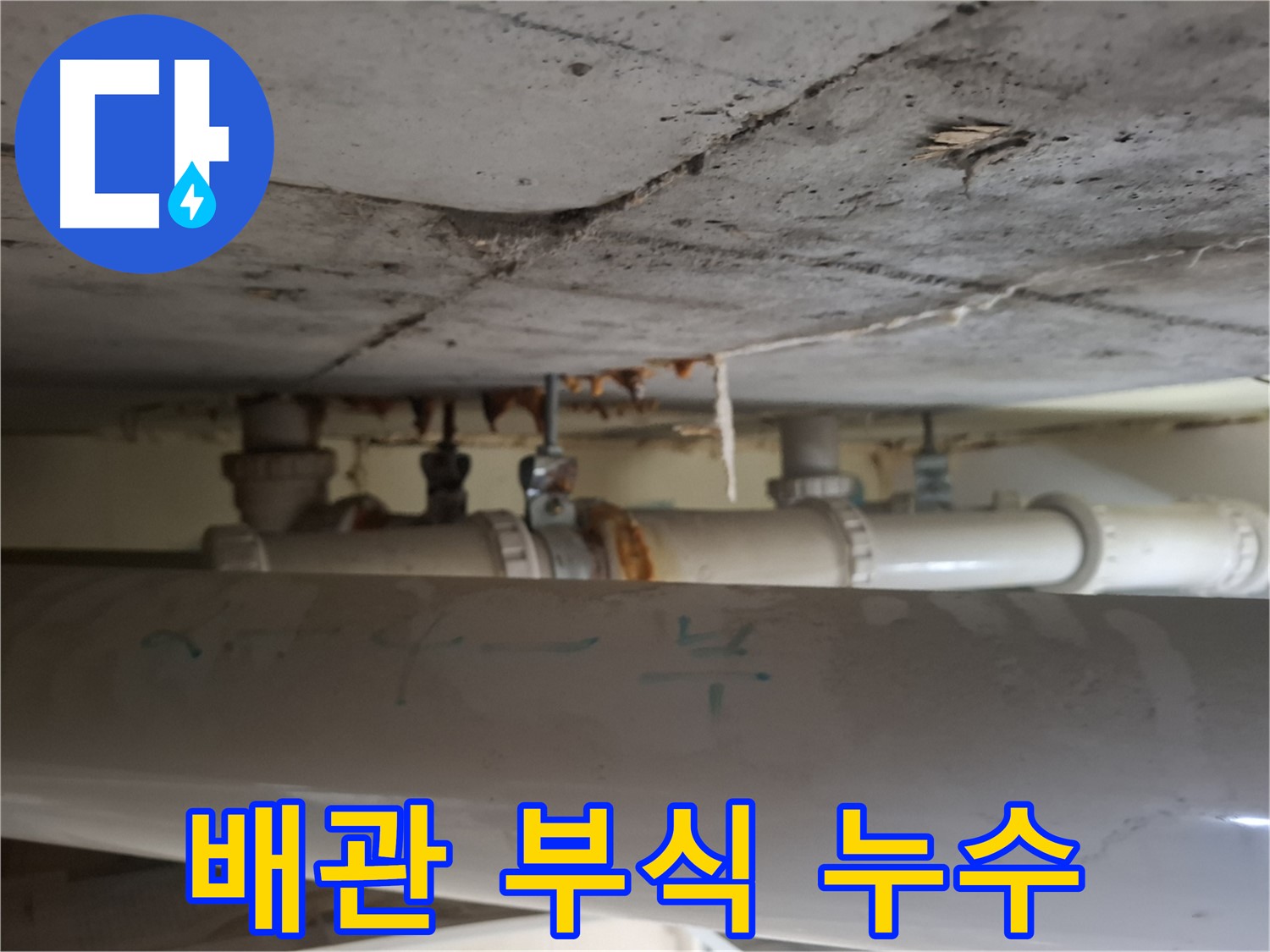 삼평동 봇들마을 2단지 아파트 - 천장 배관 부식 및 누수 진행 중
