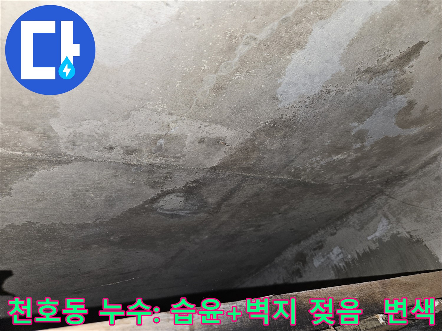 천호동 아파트 누수 - 습윤, 벽지 젖음, 변색은 부실 공사 의심