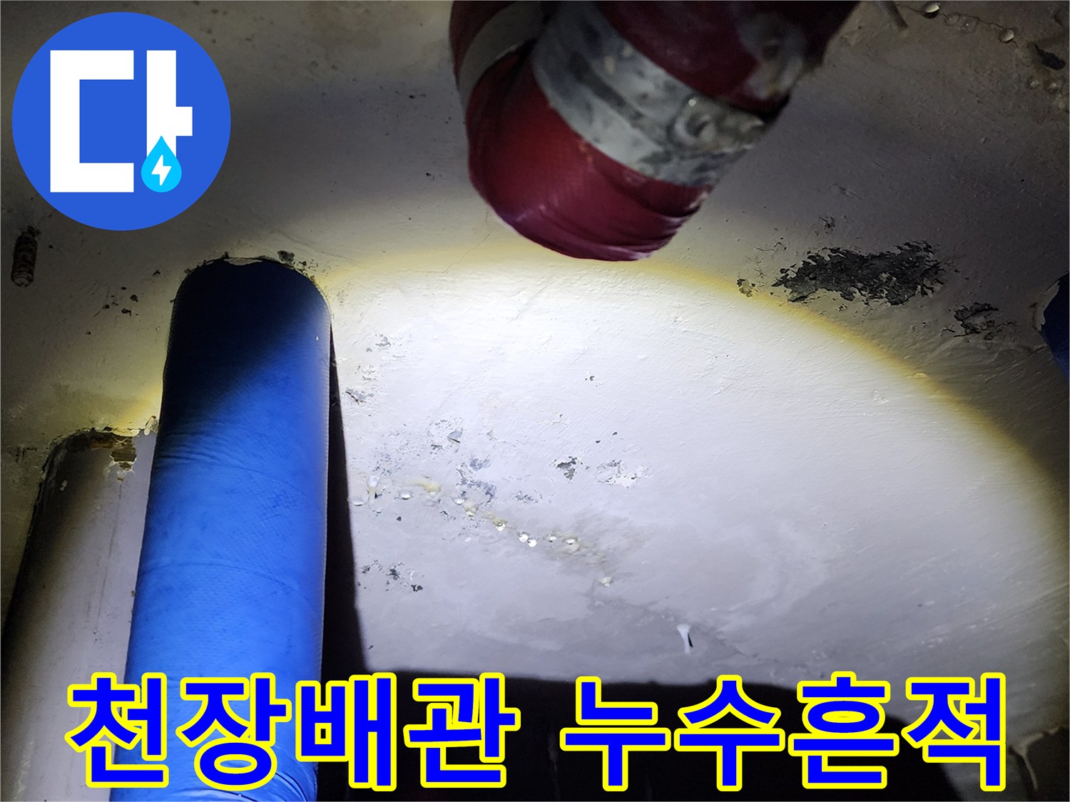 양주시 석현리-아래층 천장 배관 주변의 물샘 흔적과 백화 현상
