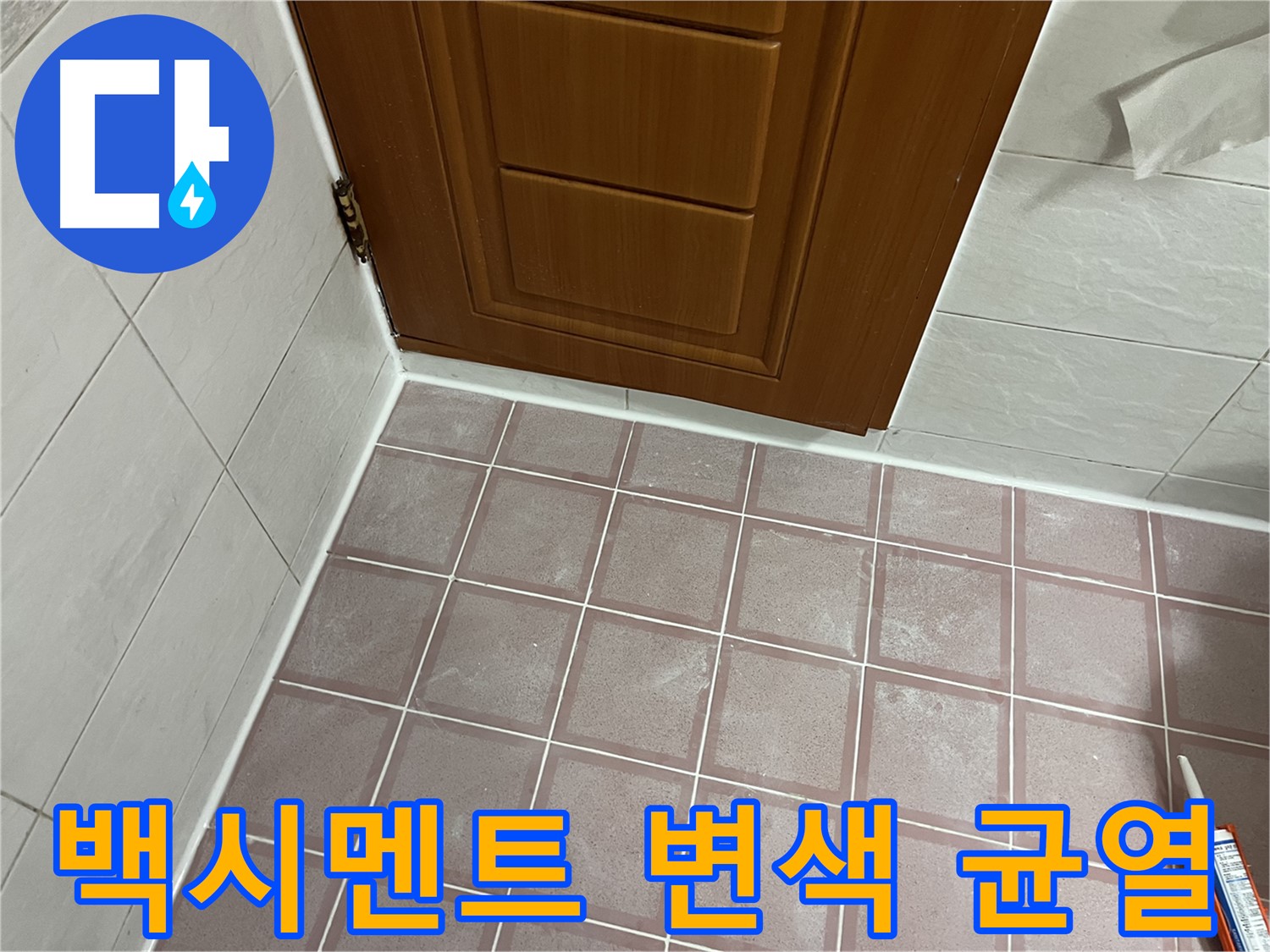 금천구 독산동 형제맨션빌 욕실 - 문 주변 타일 틈새 백시멘트 변색 및 균열 점검
