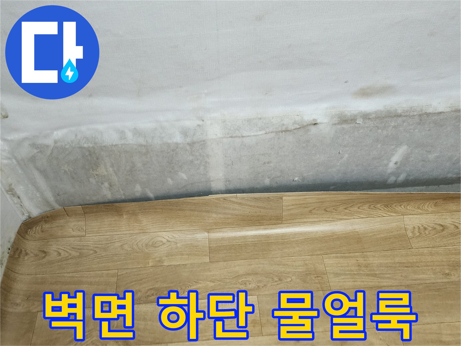 포천 무봉리 아파트 벽지 하단부에 발생한 물얼룩과 습기 흔적