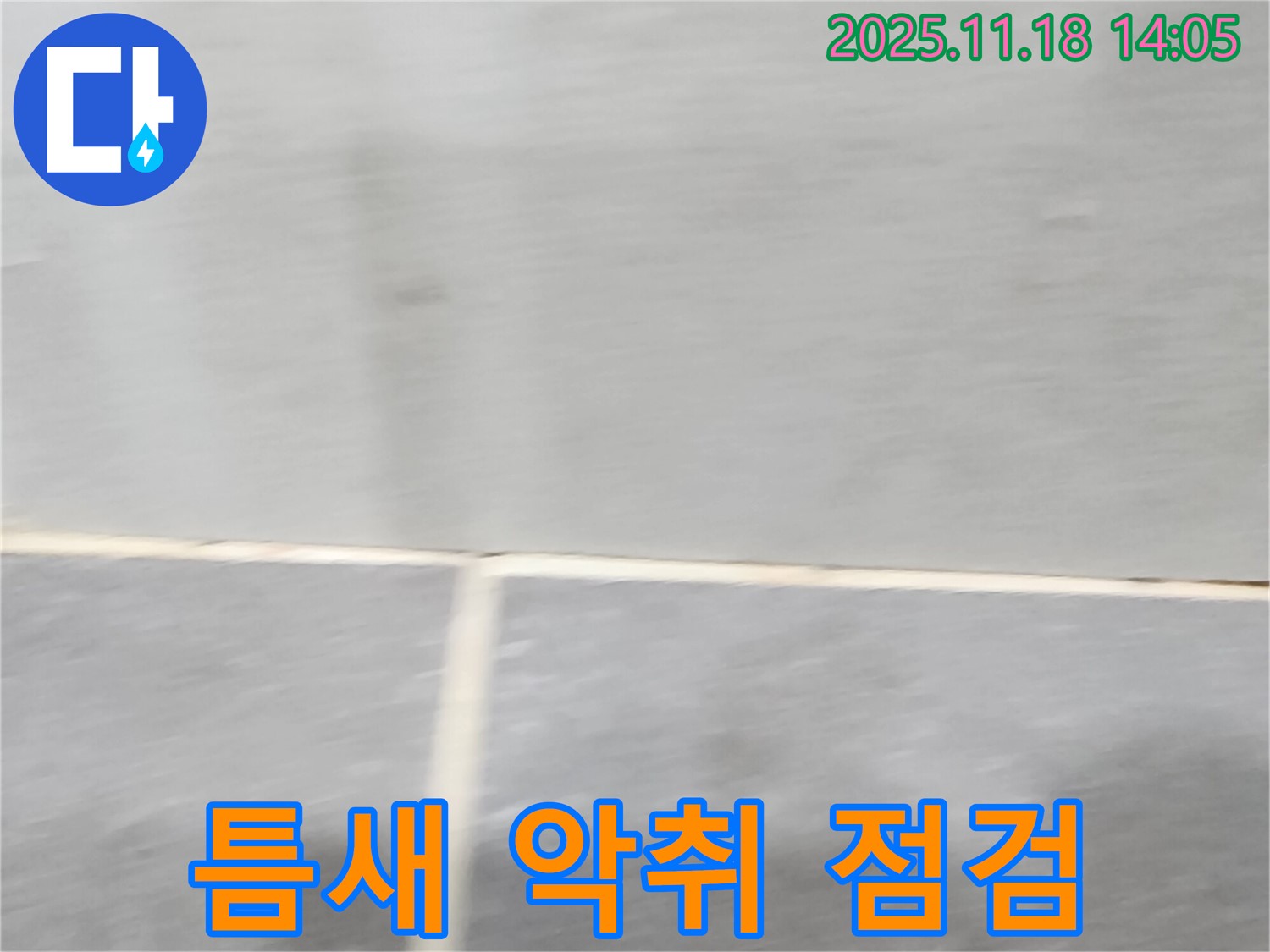 내촌면 누수 점검 중 - 욕실 타일 틈새 악취 점검 사진. 누수와 관련될 수 있습니다.
