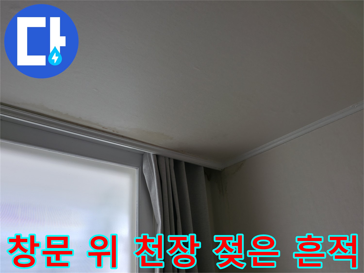 창문 위 천장 젖은 흔적 - 누수 해결 전문가