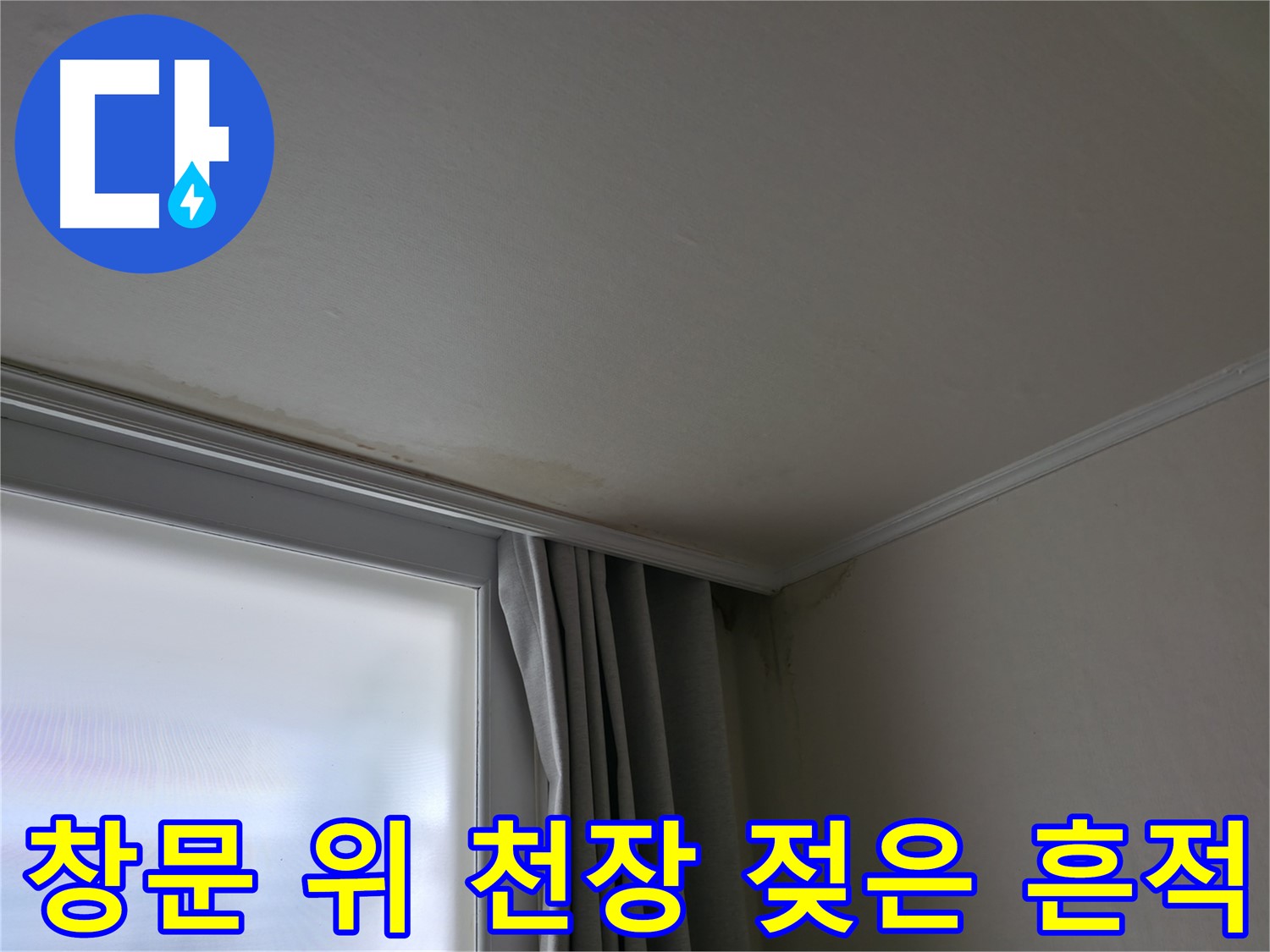 창문 위 천장 젖은 흔적 - 누수 해결 전문가