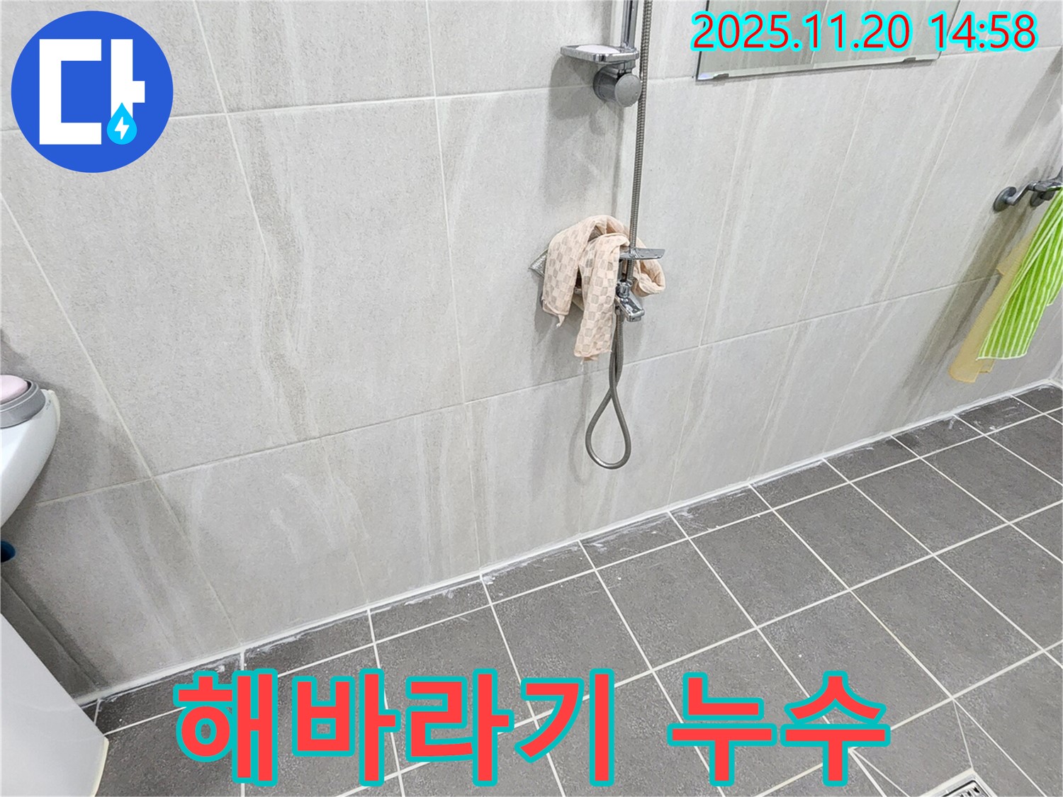 포천 가산면 해바라기 샤워기 누수 - 연결 부위 조임 및 부품 교체로 누수 해결!