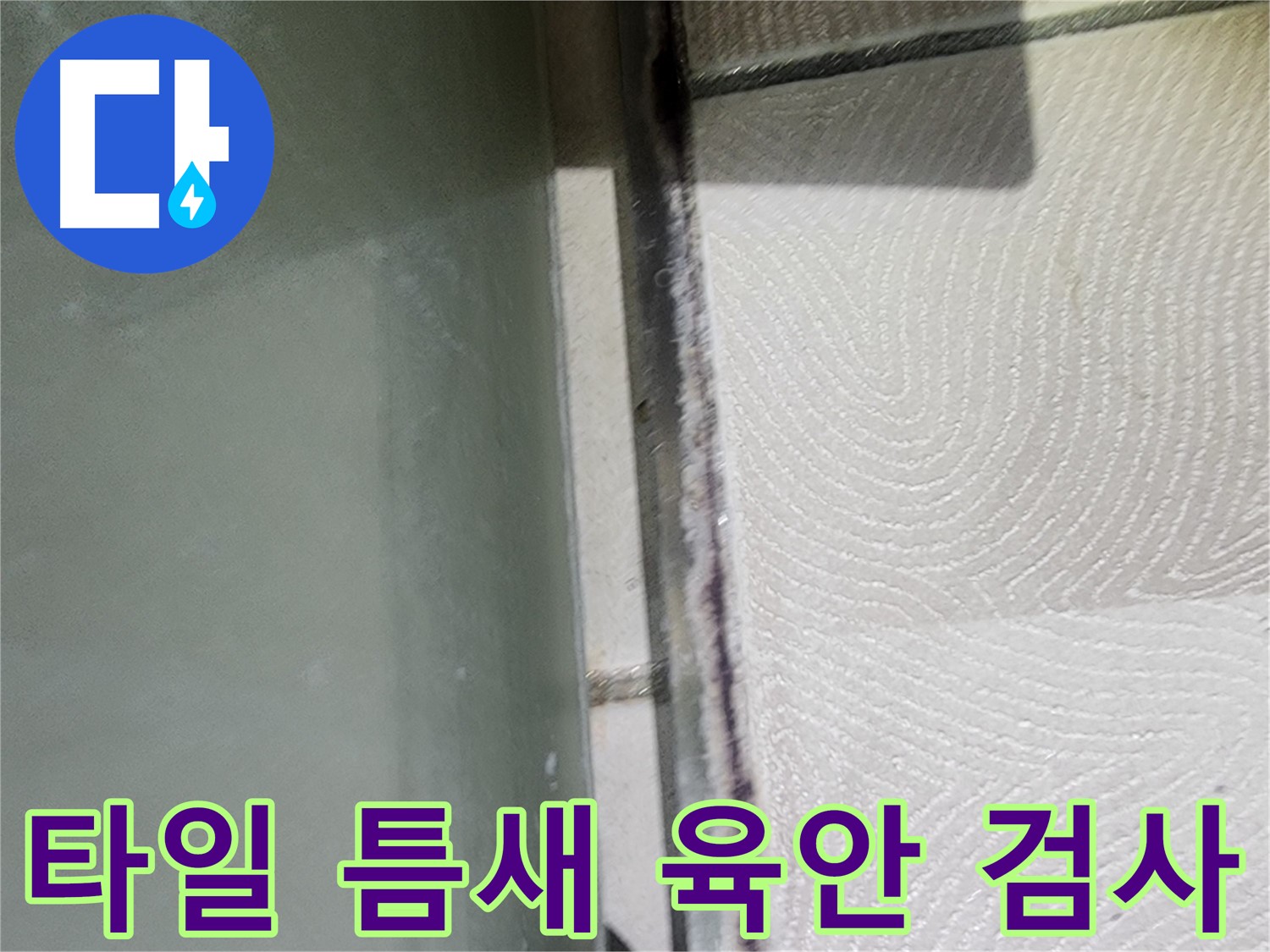 광교 e편한세상 아파트 누수 - 타일 틈새 육안 검사 중 곰팡이 발견