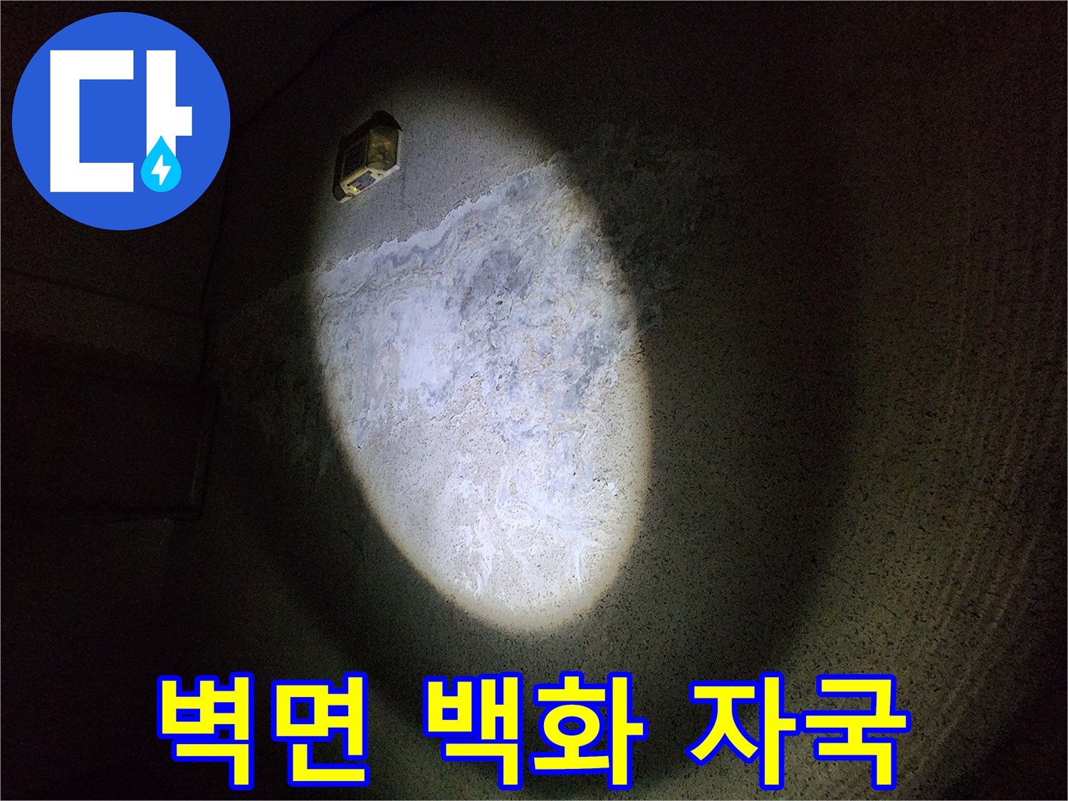 지하 주차장 벽체-누수 영향으로 하얗게 변한 표면