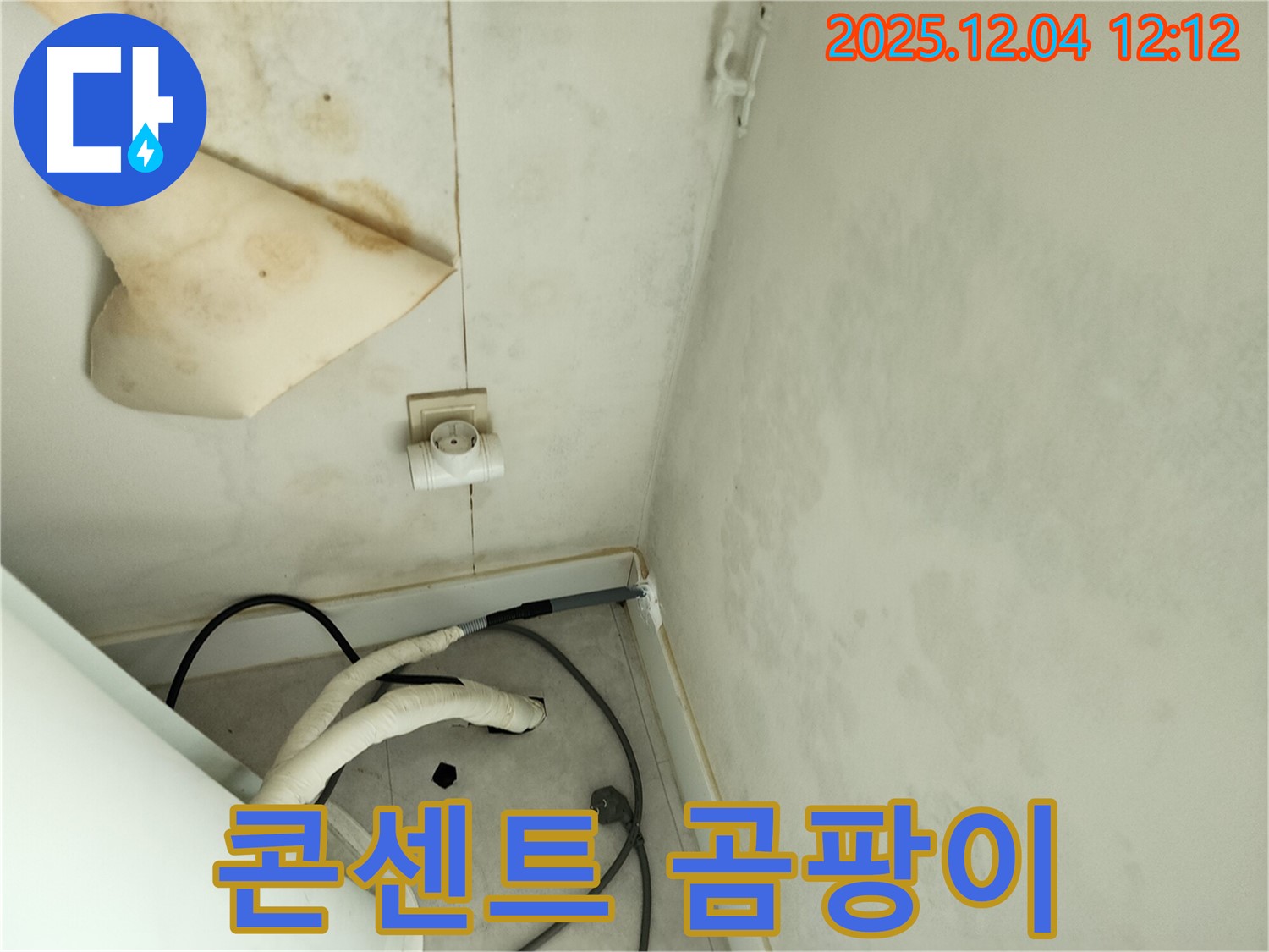 경기도 포천시 일동면 기산리 주택 누수 - 콘센트 주변 곰팡이는 누전 위험을 높입니다.