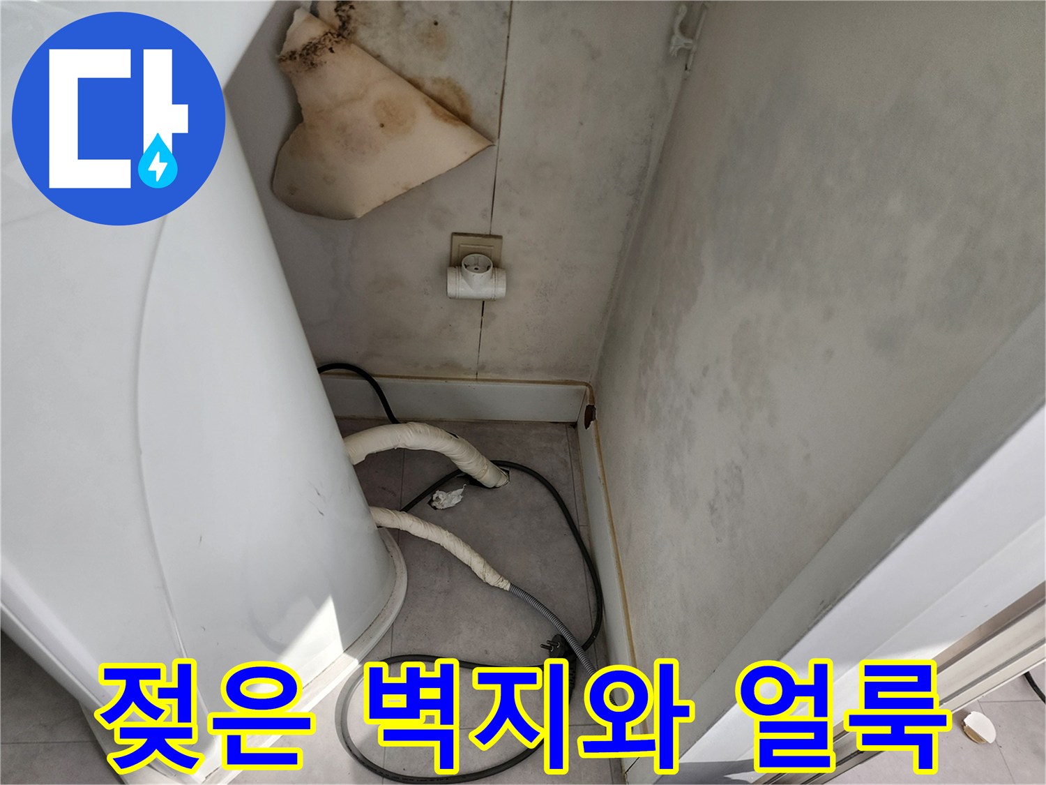 배관-주변의-축축하게-젖은-벽지-및-얼룩
