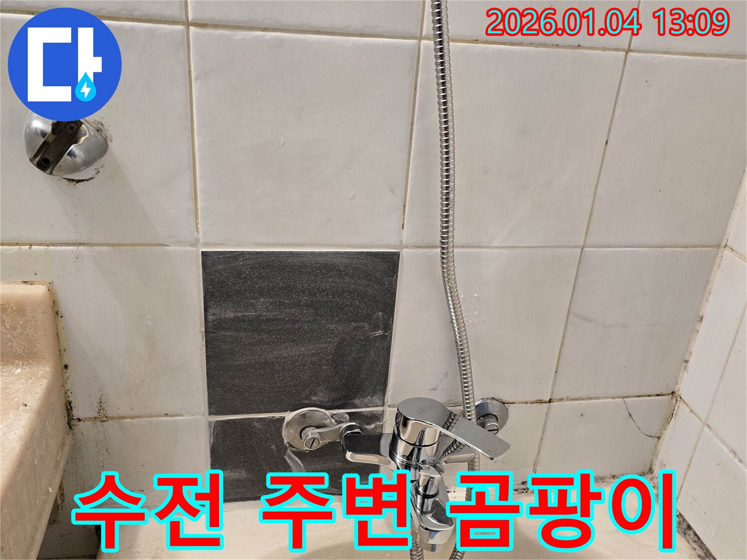 성동구 독서당로62가길 - 샤워기 수전 주변 곰팡이와 누수 흔적, 습한 환경