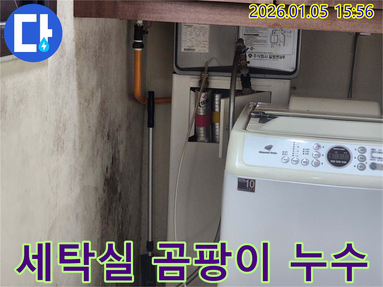 세탁실 곰팡이 - 누수탐지를 통해 완벽하게 누수 해결