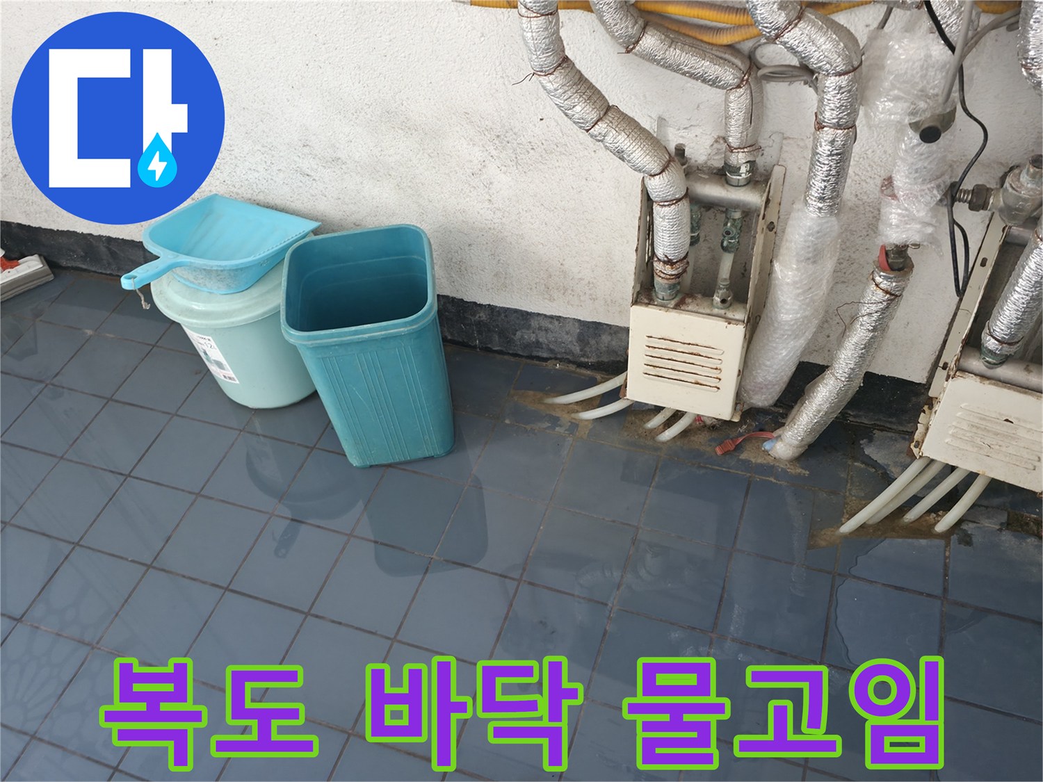 강북구 반지하 복도 바닥에 오수가 역류하여 고여 있는 상태