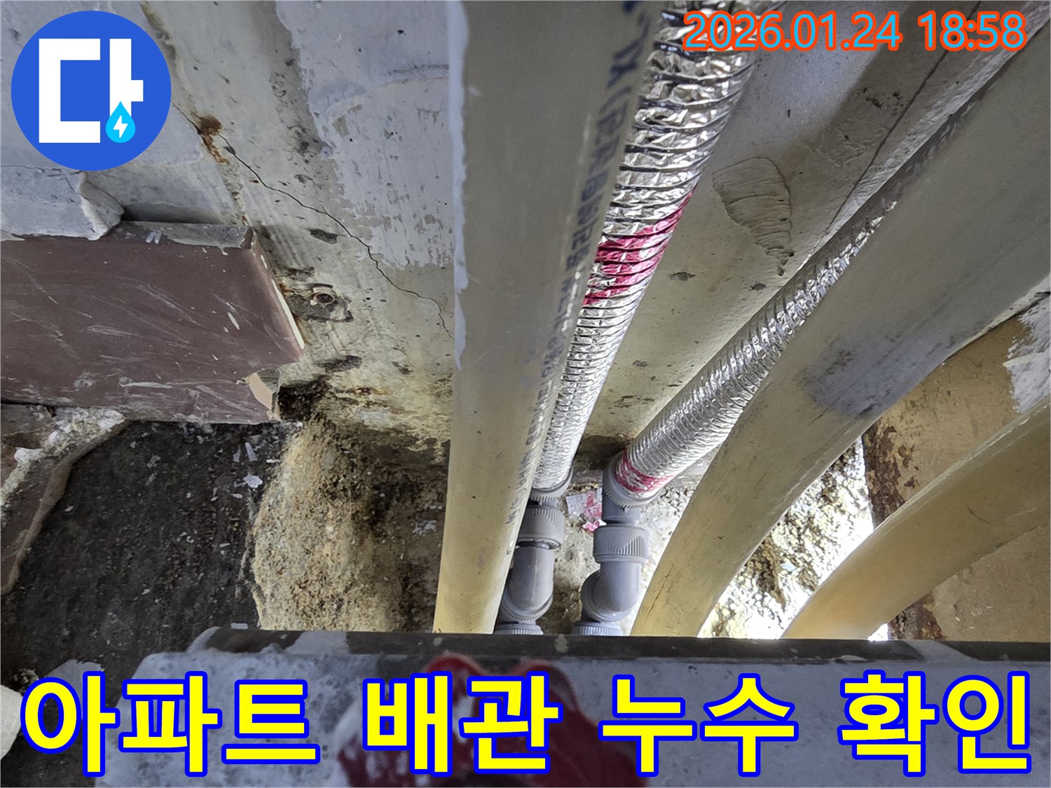 동춘동 아파트에서 배관 누수 확인 - 누수 문제 해결 전문가의 꼼꼼한 점검
