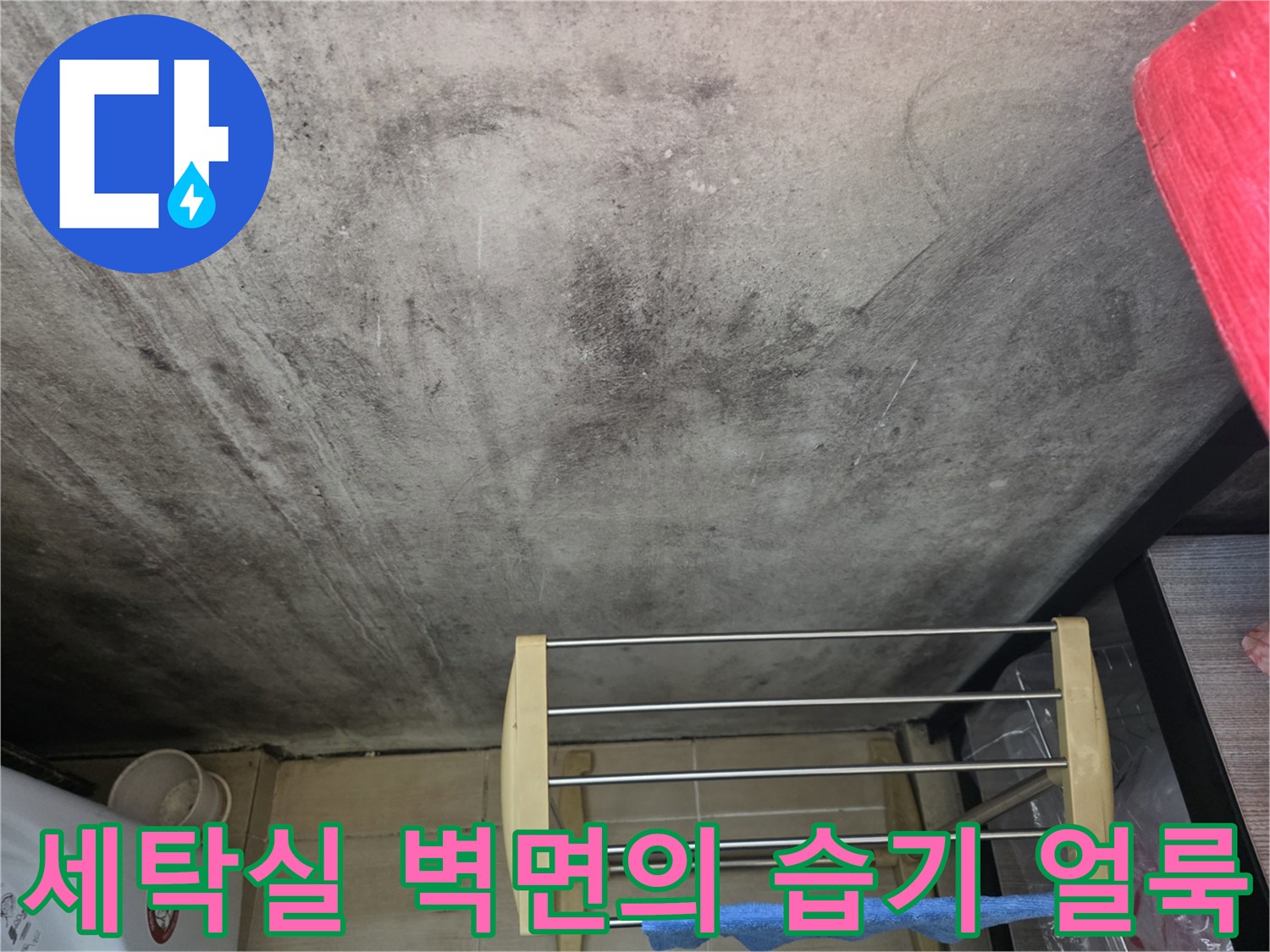 누수 발생지 주변의-곰팡이 핀 벽면 모습