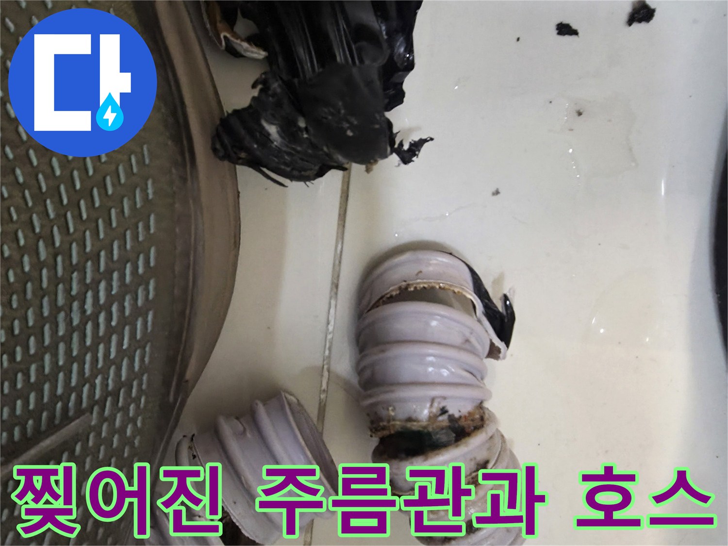 배수-호스가-파손되어-찢어진-모습